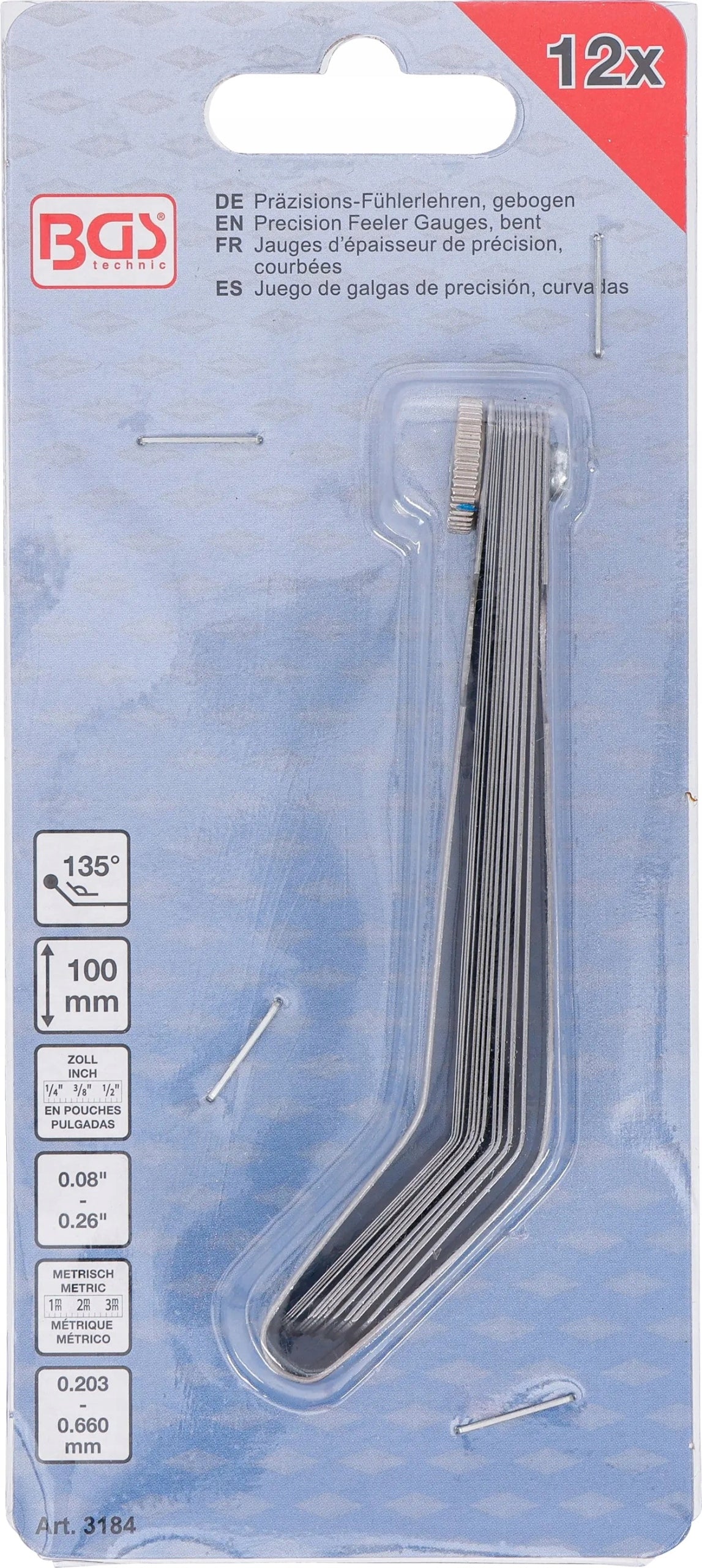 Precision slotter with bent blades 12el measurement 0,203-0,66mm BGS Product weight with unit packaging 1.23 kg