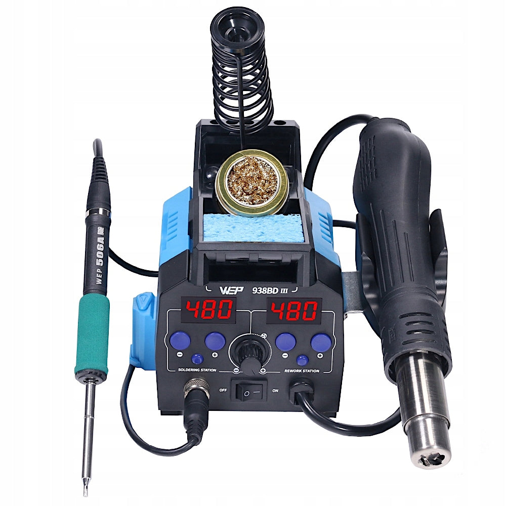 Precision soldering station HOTAIR WEP 938BD-III 775W 2in1 HOT AIR tip T12 Manufacturer code 938BD-III