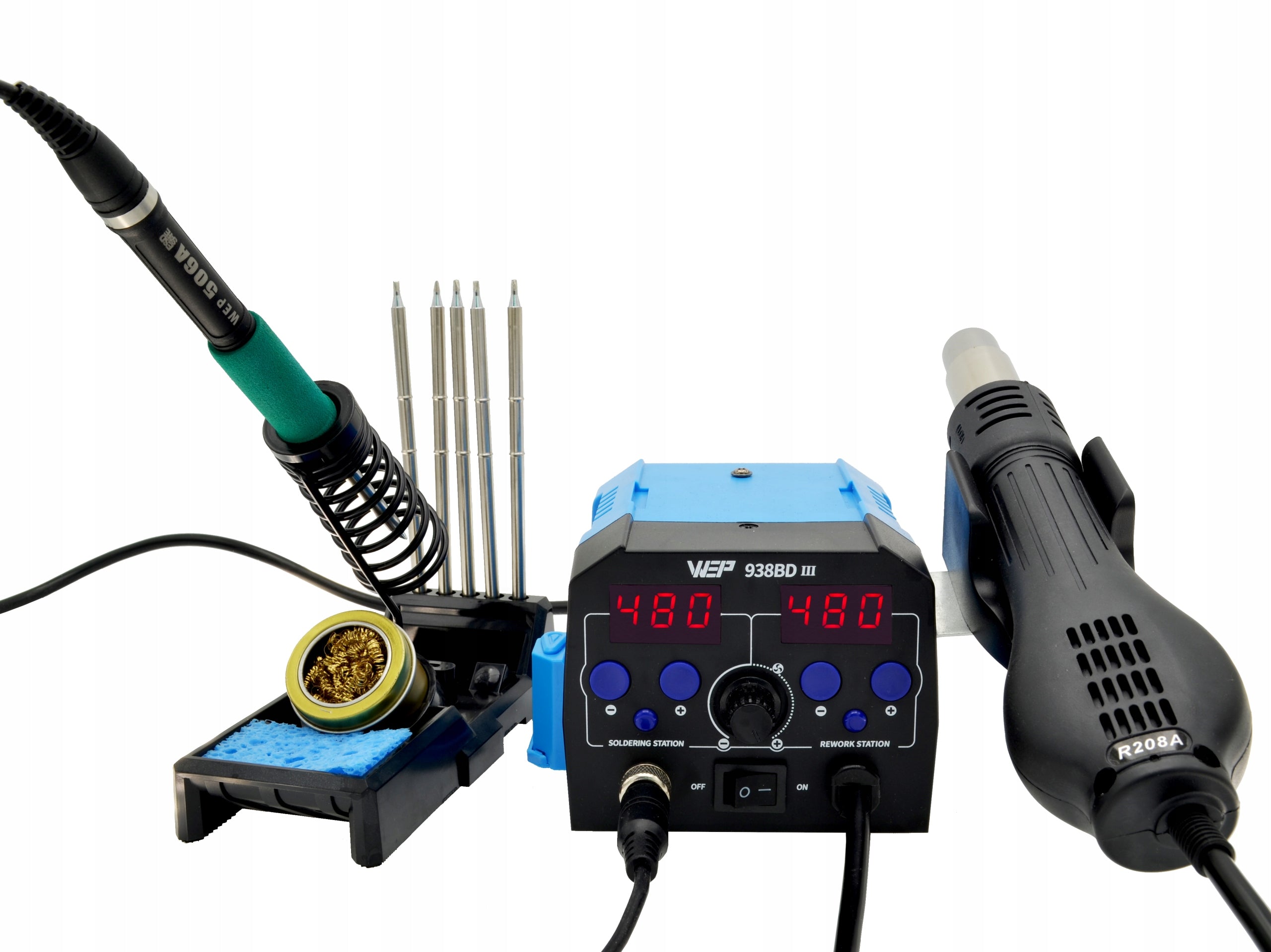 Precision soldering station HOTAIR WEP 938BD-III 775W 2in1 HOT AIR tip T12 Model 938BD-III