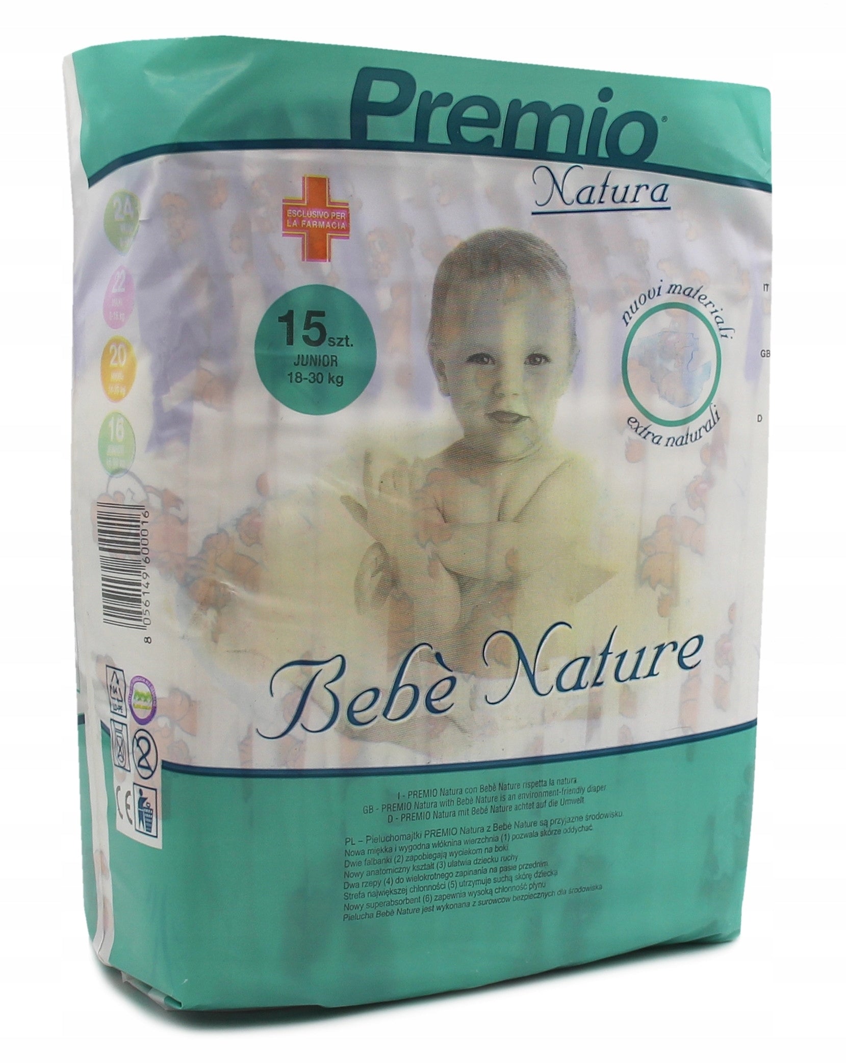 Premio Natura Junior Velcro diapers for children eco-friendly 18-30 kg