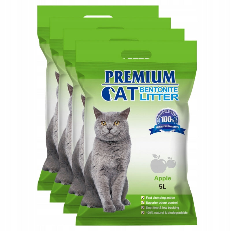 Premium Cat Bentonite Clumping Litter - Apple for Cat 4x5L