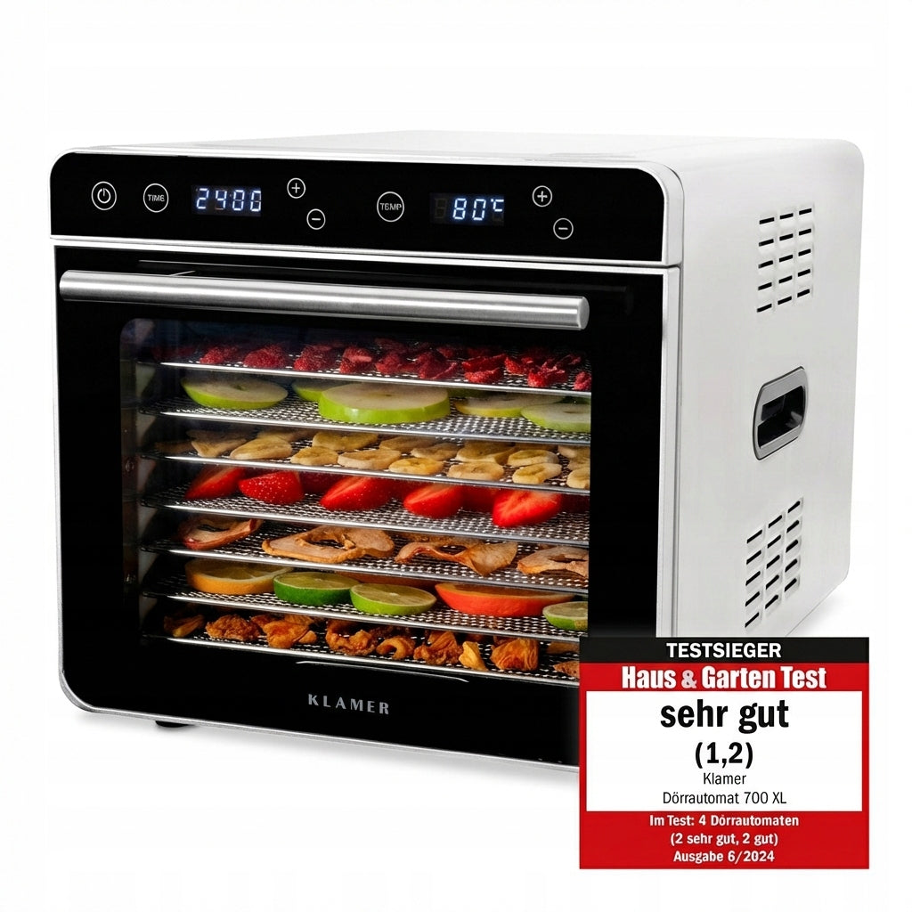 Premium Food Dryer KLAMER XL 700W, 24h timer and temperat regulator