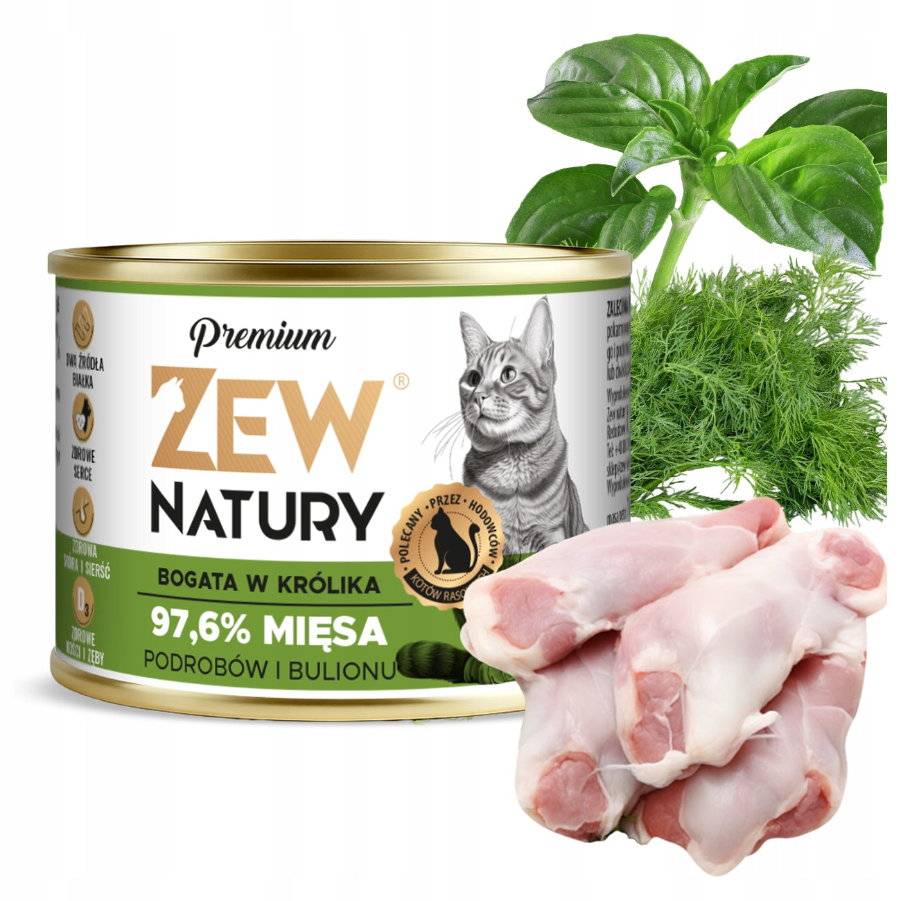 Premium Wet Cat Food Rich in Rabbit Can 185g Zew Natury