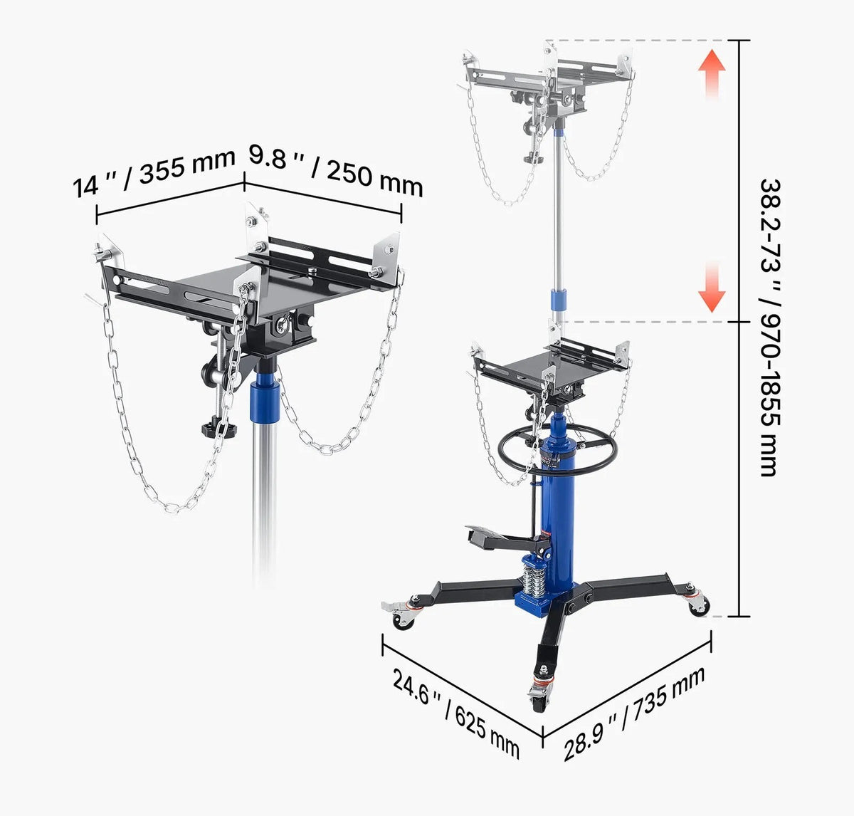 Premium hydraulic gearbox lift 600 kg telescopic garage Maximum lifting height 1760 mm