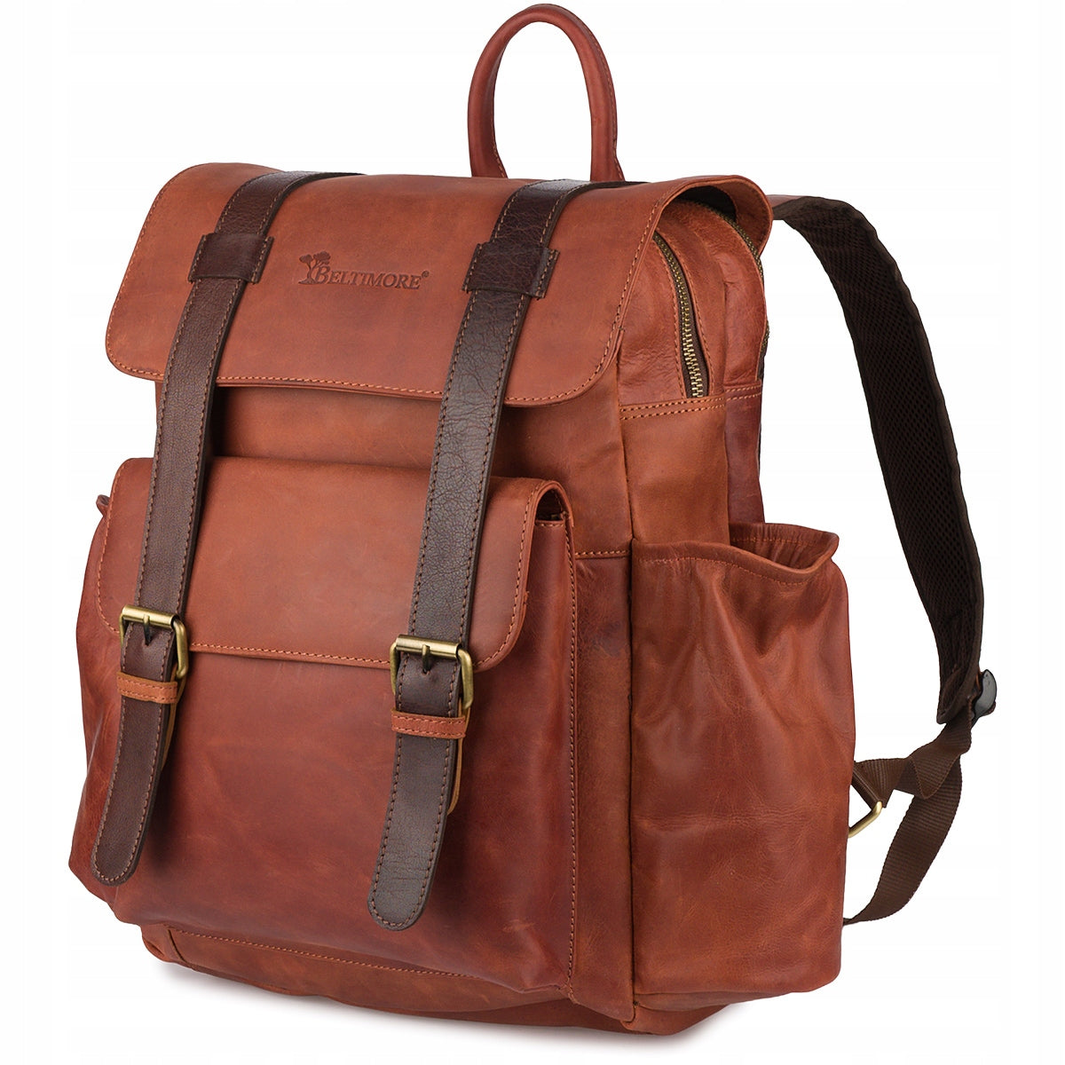 Premium leather backpack for laptop 15,6 business large A4 roomy Beltimore