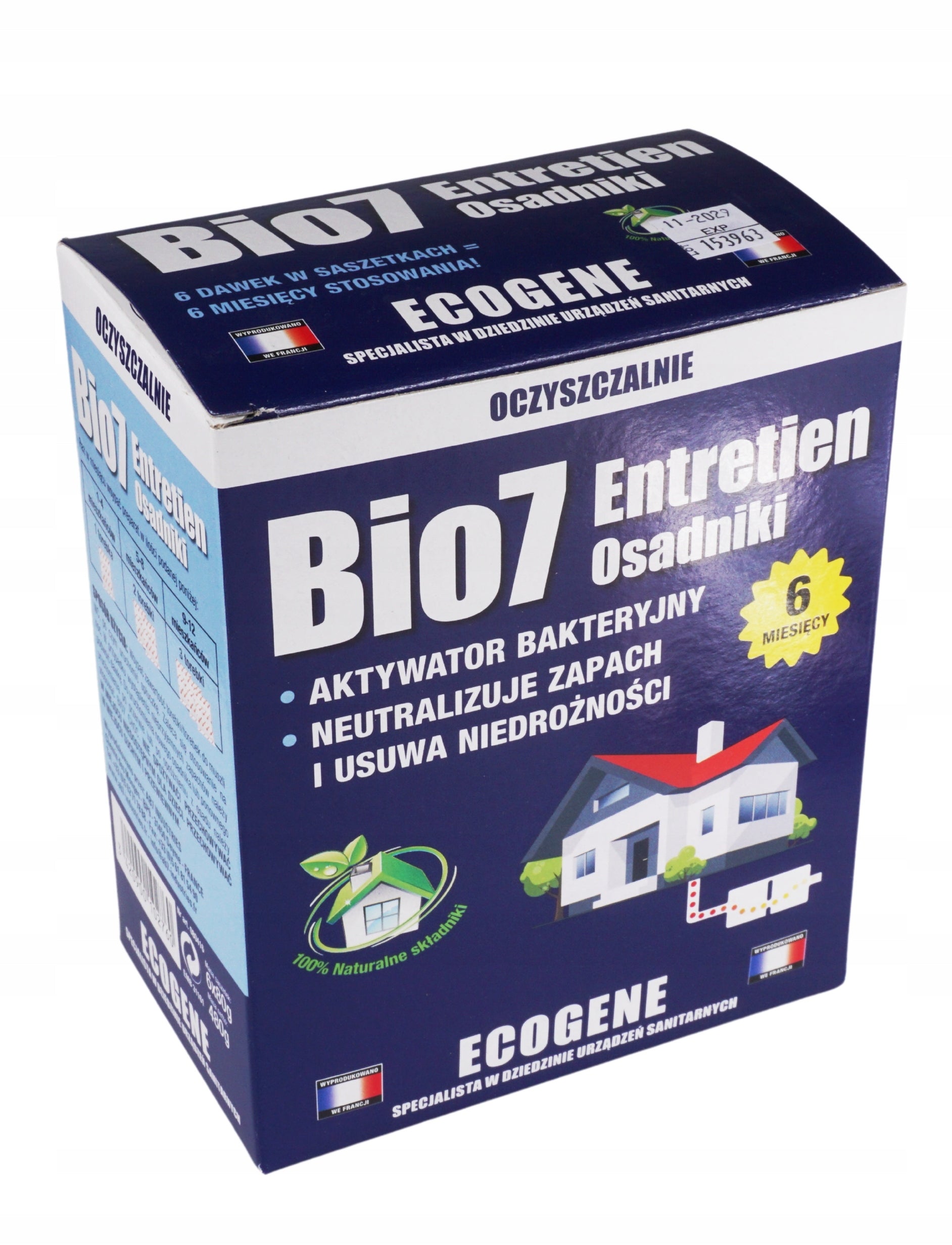 Preparation BIO7 ENTRETIEN SETTLERS for septic tank powder 480g treatment plants Packaging status original