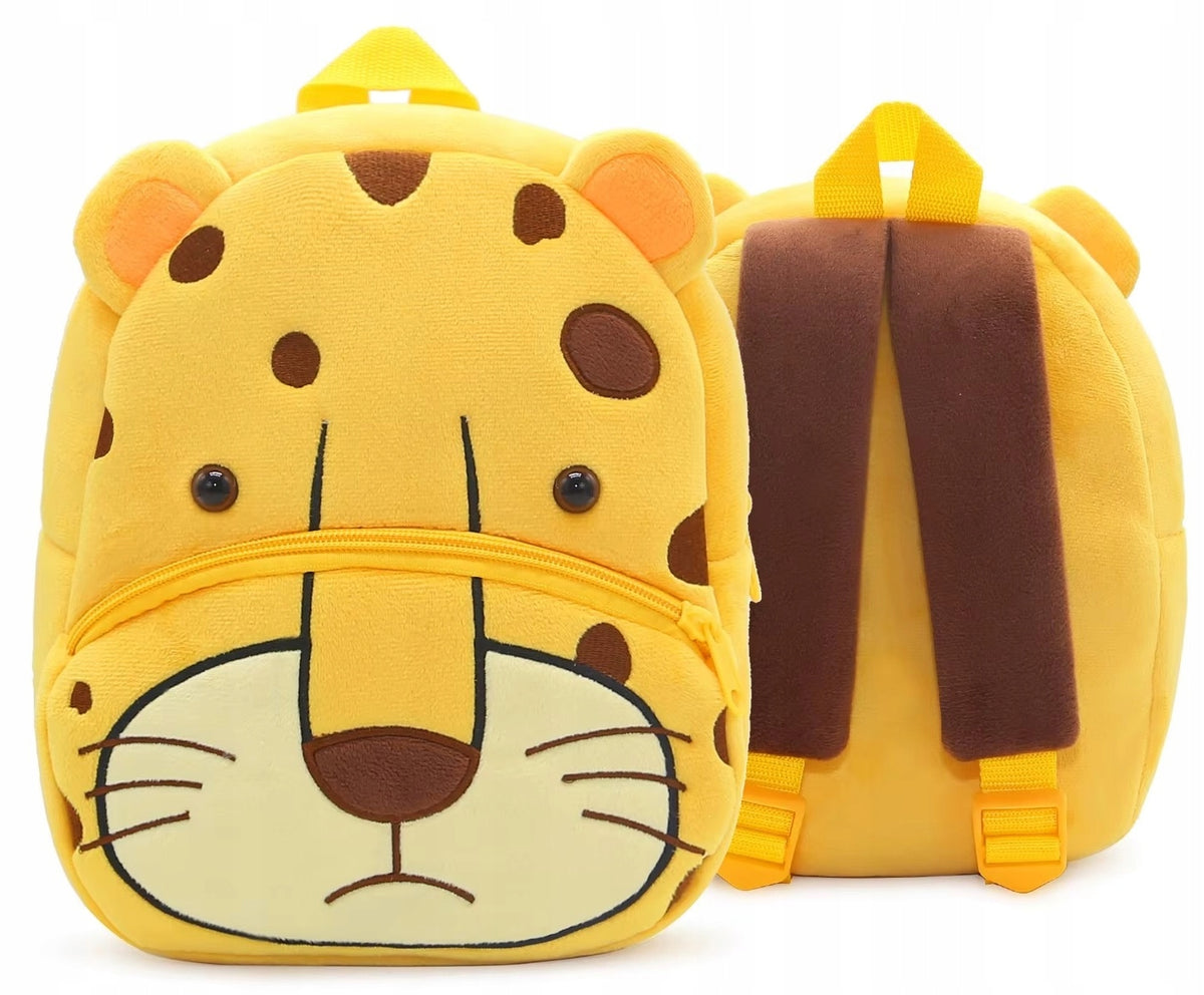 Preschool backpack for preschoolers, leopard print model, plush, 26x24x10