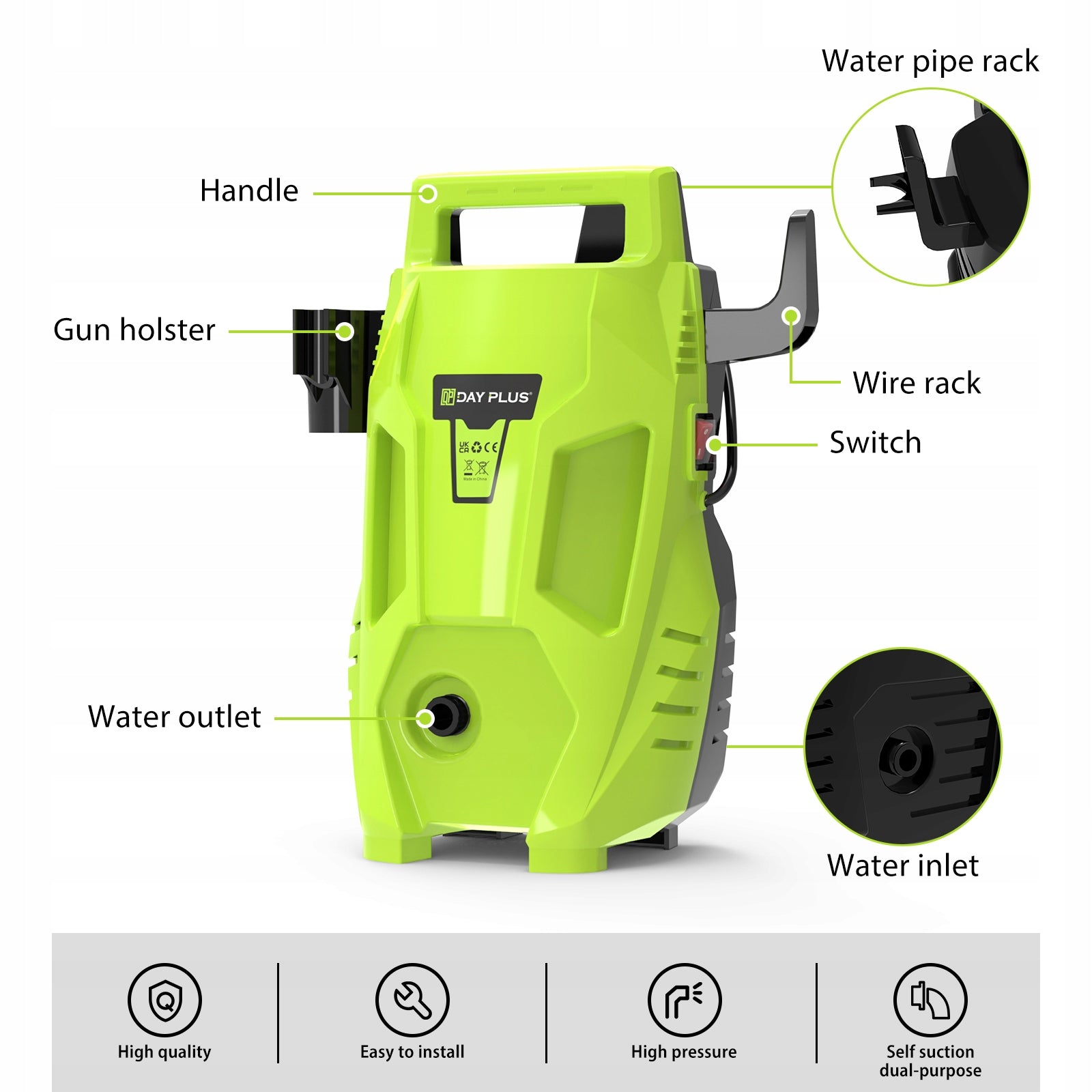 Pressure Cleaner, 1600W Powerful Motor, 2-in-1 Faucet Self-Priming Water Packaging status original