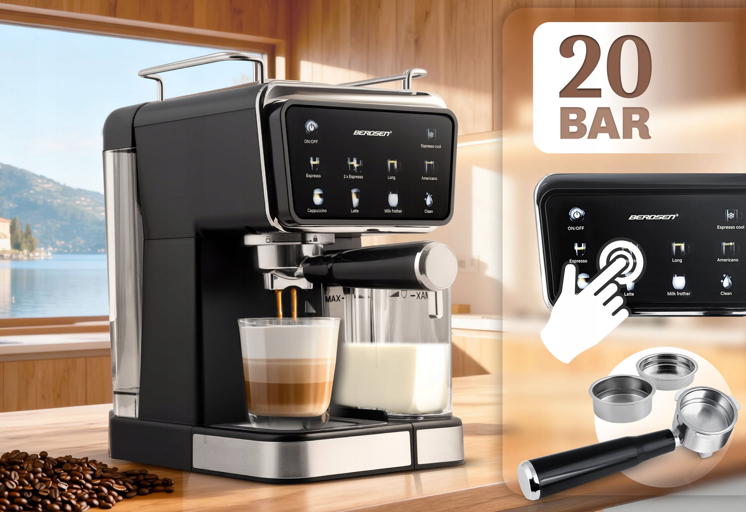 Pressure Coffee Maker Automatic Milk frother 1350W Berdsen Manufacturer code 377300
