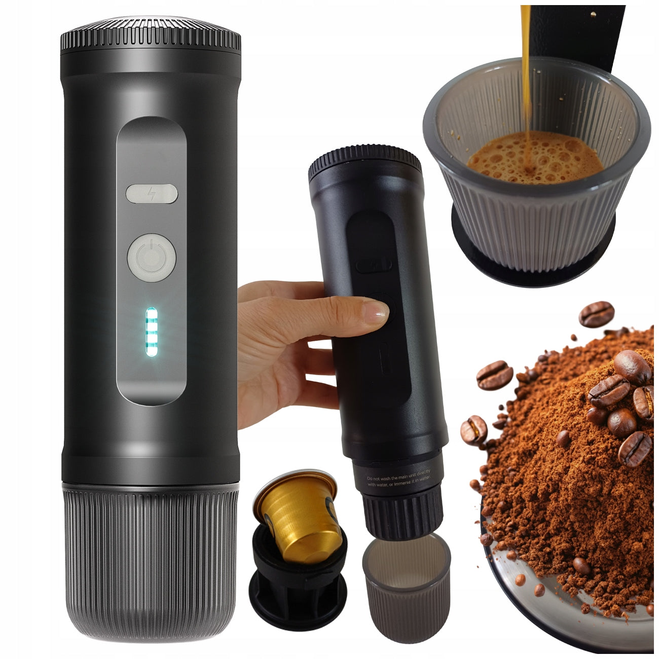 Pressure Coffee Maker Portable Hiking 20bar Ground Capsules