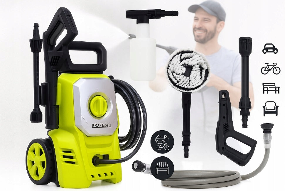 Pressure Washer 2500W 250bar Self Suction Powerful Set Car Brush