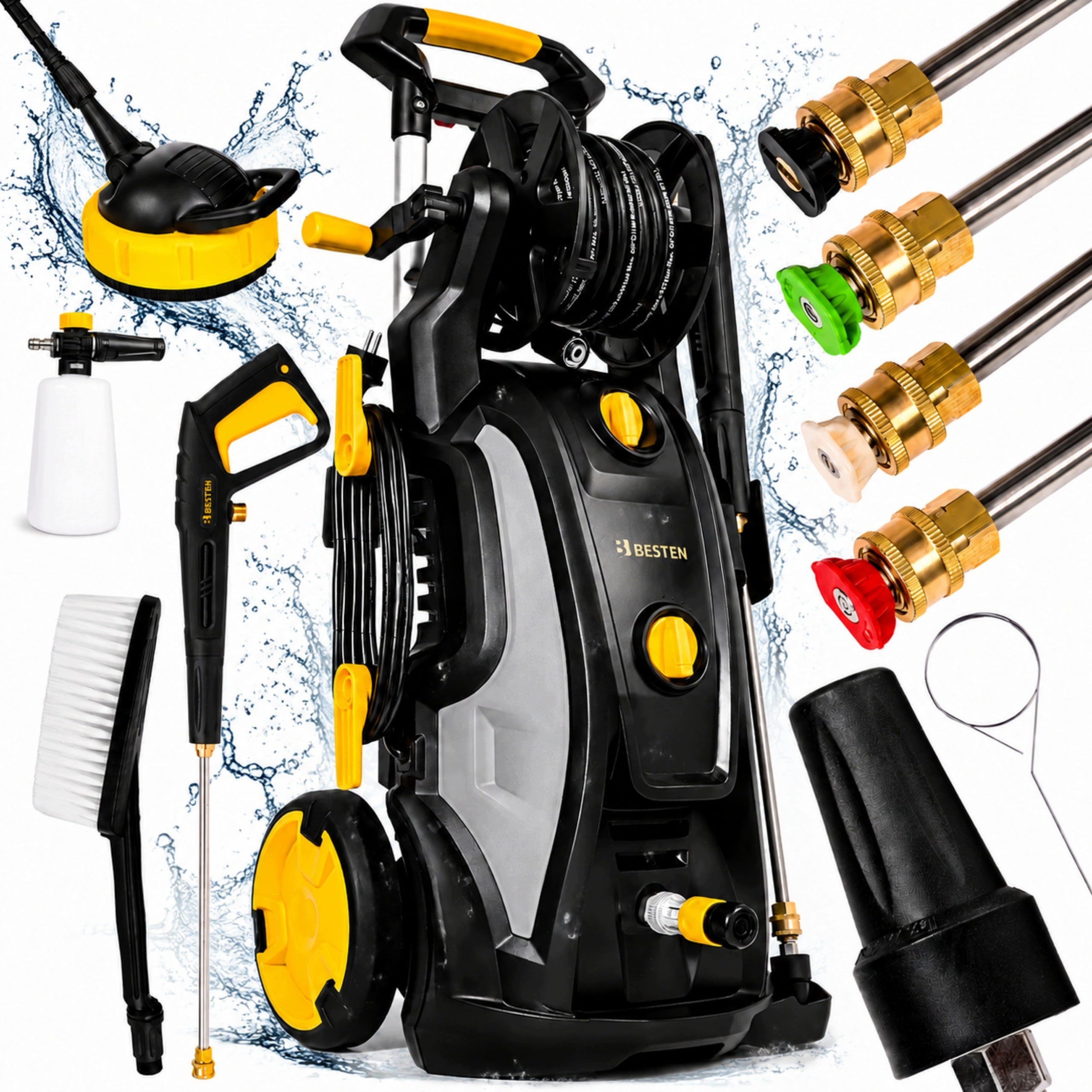Pressure Washer 3200W SET Retractor Pump Brass Induction 350bar Strong