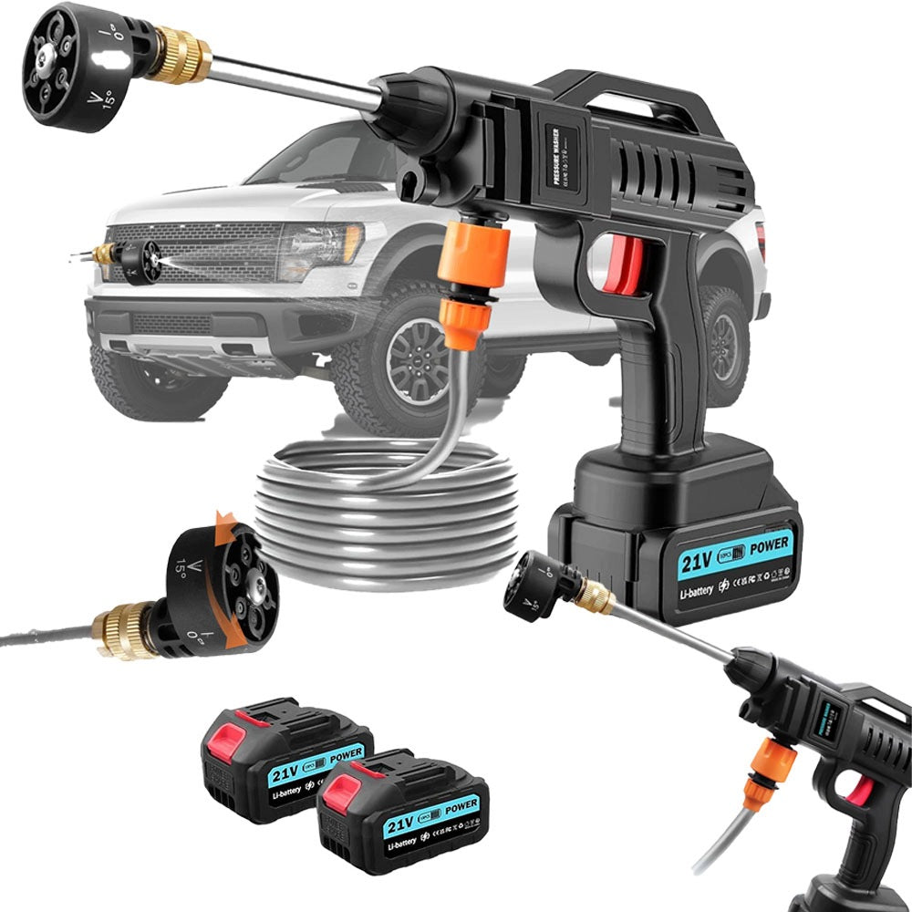 Pressure Washer Cordless BEDEE 21V 26bar 2 Batteries 6 Nozzles For Car