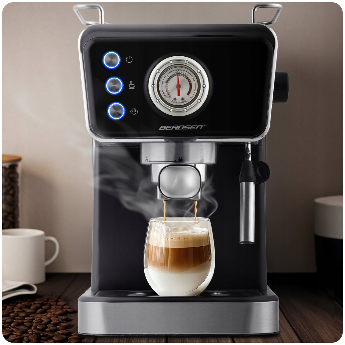 Pressure flask coffee maker with frother 20bar 1350W Berdsen EAN (GTIN) 5903890626808