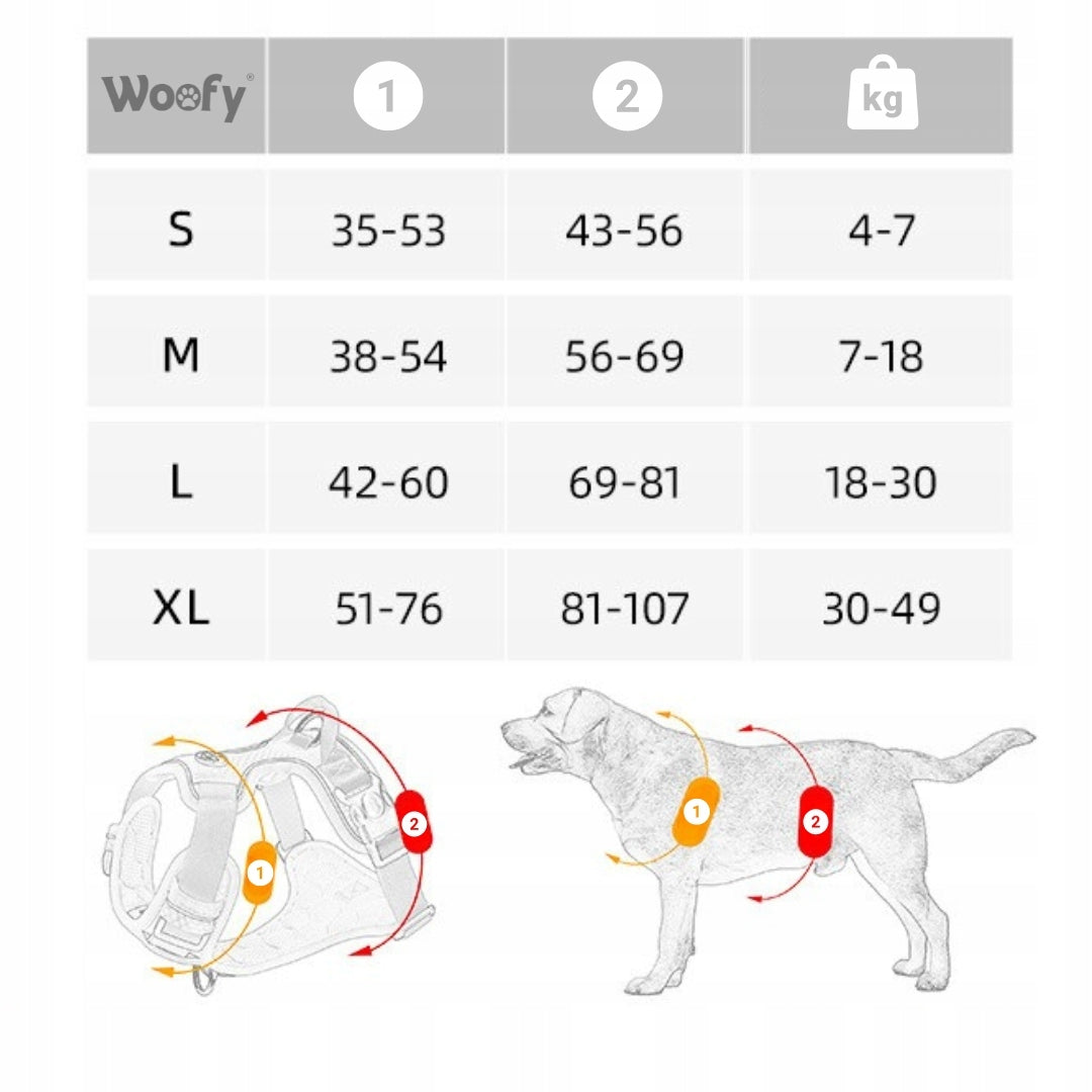 Pressure-free harness Woofy walking adjustable extra large dog XL reflectors Brand Woofy