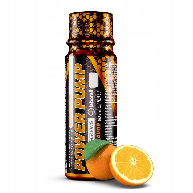 Preworkout Shot Power Pump Orange 60 ml Pre-workout with Caffeine Laborell Expiration date not specified