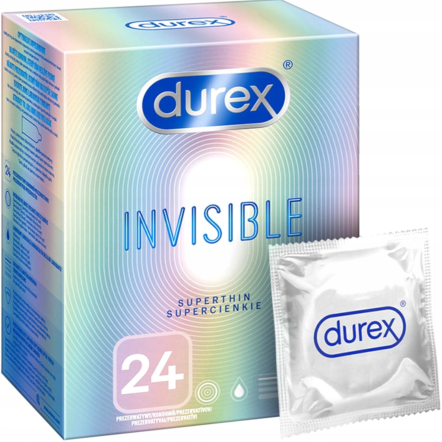 Super ploni prezervatyvai Durex Invisible Extra Thin, 24vnt