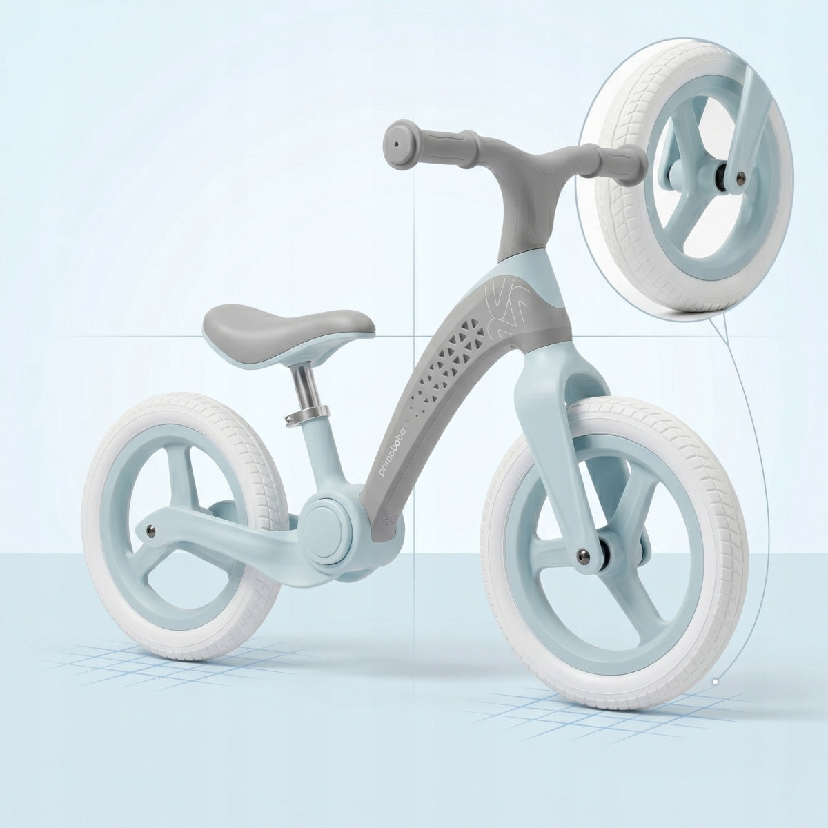 Primabobo Folding balance bike NEO 2+ years LED adjustable GREY + TURQUOISE Color blue gray