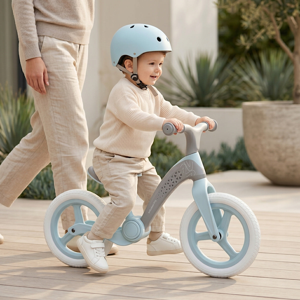 Primabobo Folding balance bike NEO 2+ years LED adjustable GREY + TURQUOISE Model NEO