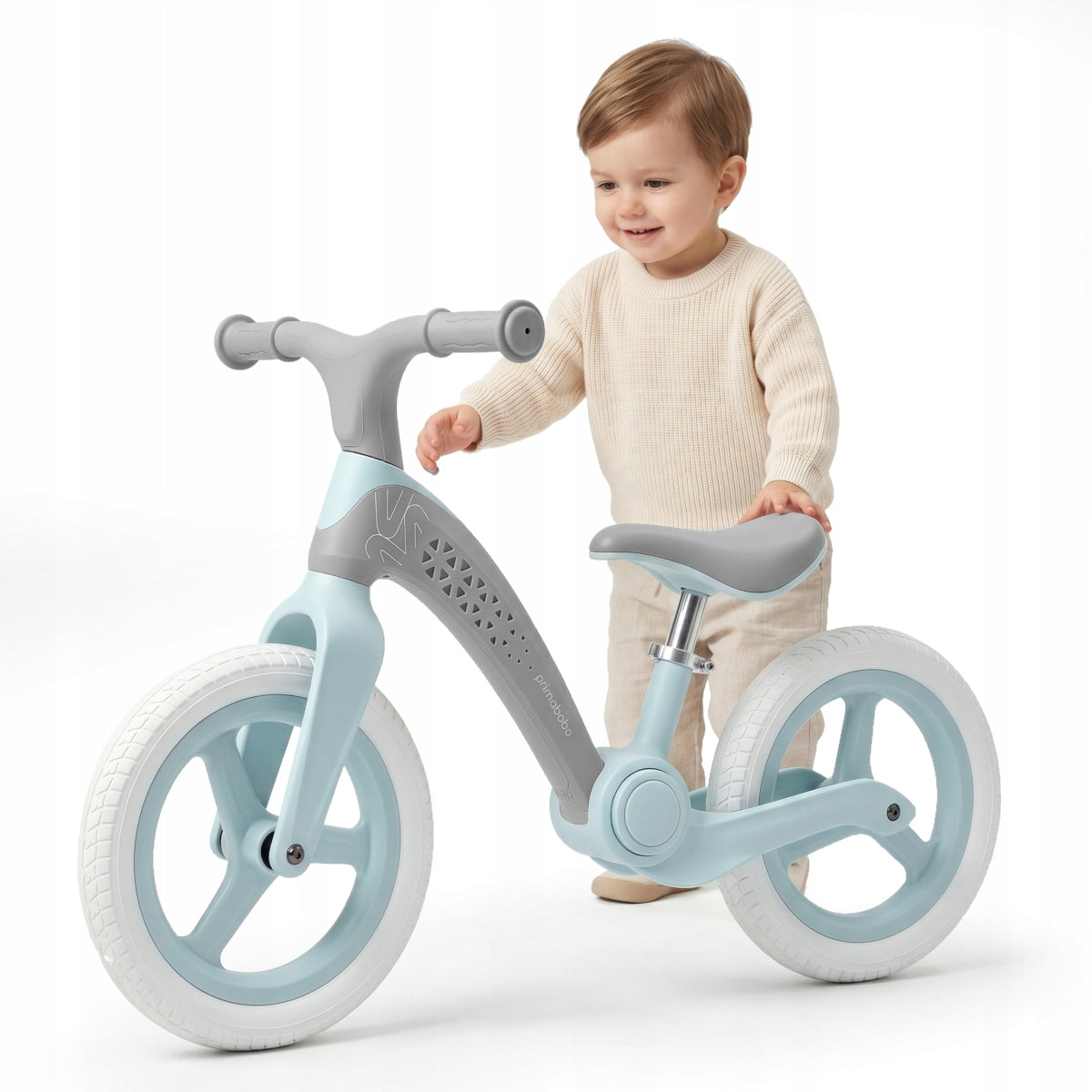 Primabobo Folding balance bike NEO 2+ years LED adjustable GREY + TURQUOISE