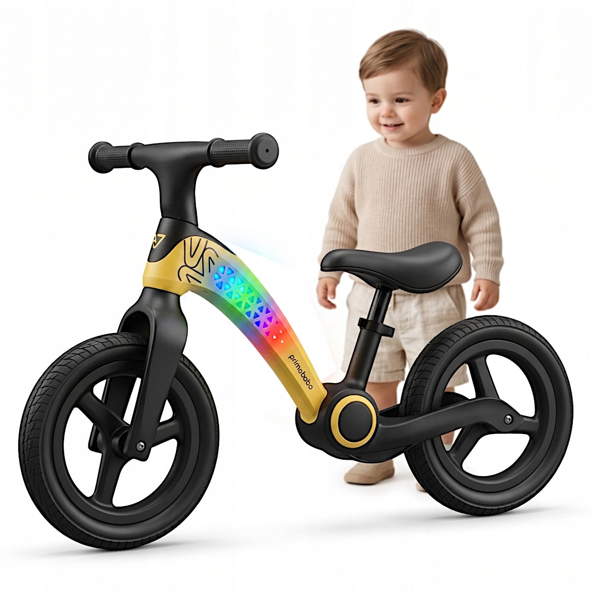 Primabobo NEO folding balance bike from 2 years LED adjustable light BLACK