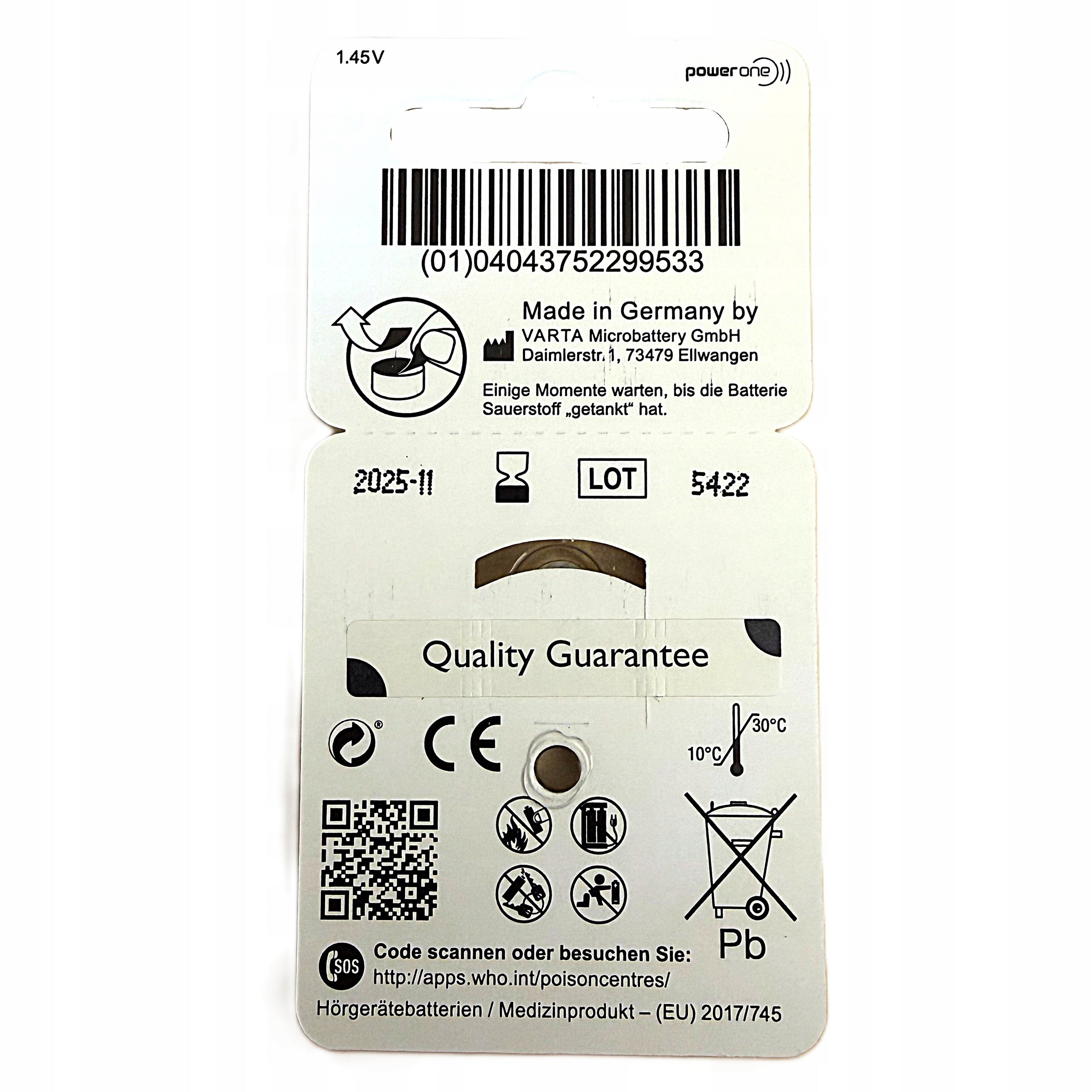 Pro Akustik PREMIUM Hearing Aid Batteries 10 PR70 1,45V 6pcs Medical device no
