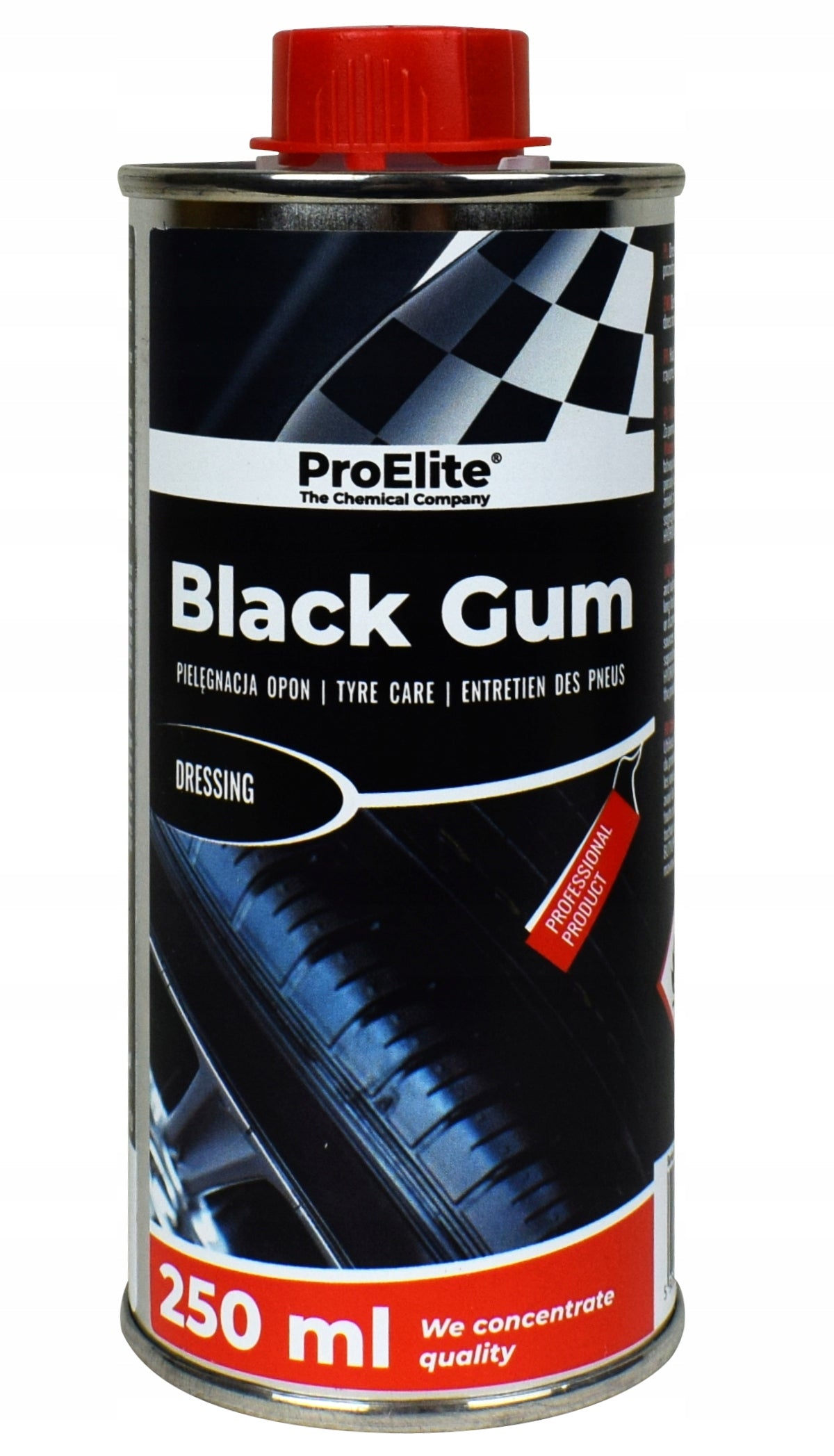 ProElite Black Gum 250ml Tire Black for Tyres Dressing Shines + Sponge