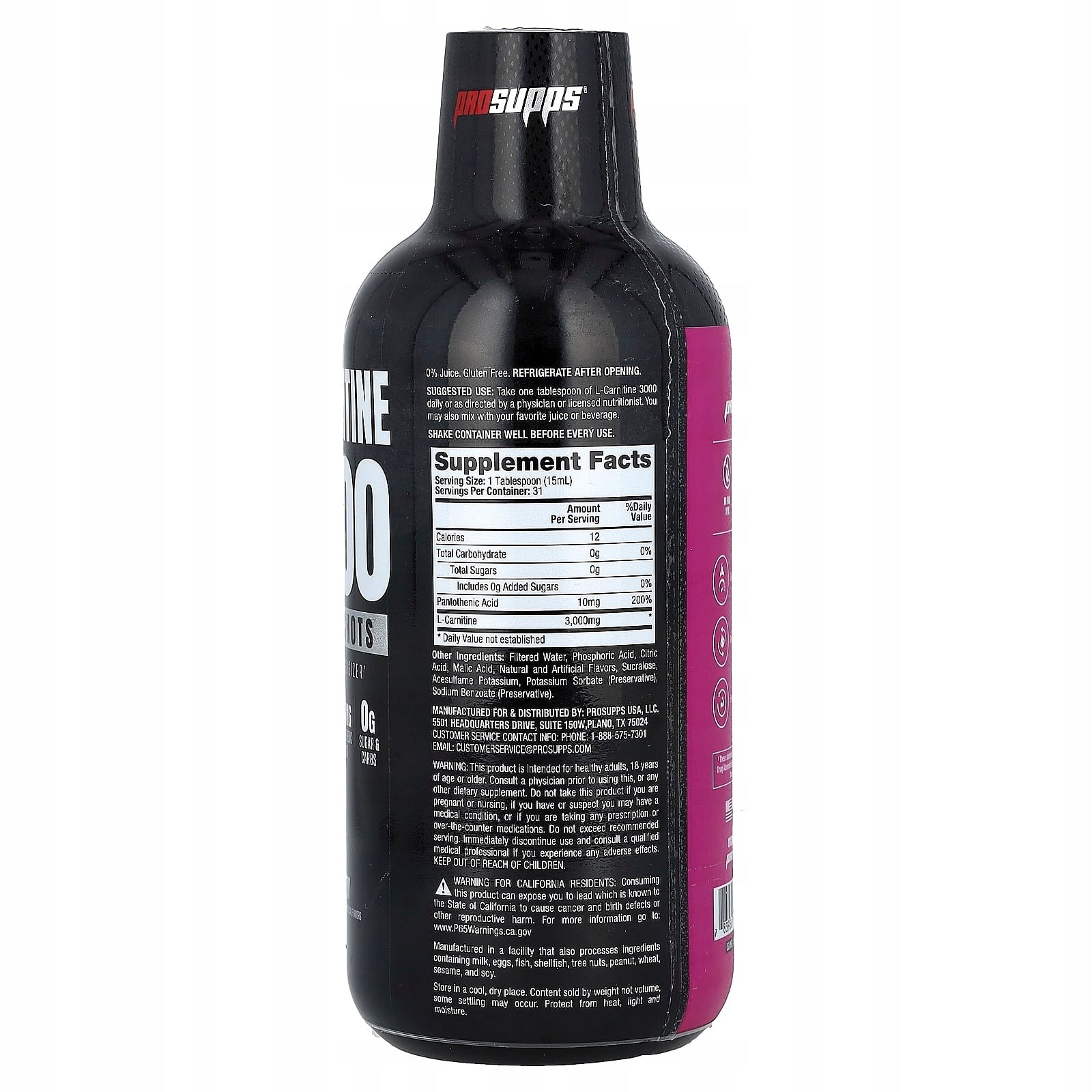 ProSupps, L-Carnitine 3000 Liquid, Blueberry Fruit, 473 ml Expiration date at least 3 months from the date of purchase