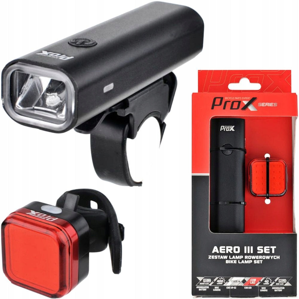 ProX Aero III SET Bike Lamp Set 400lm USB Aluminium