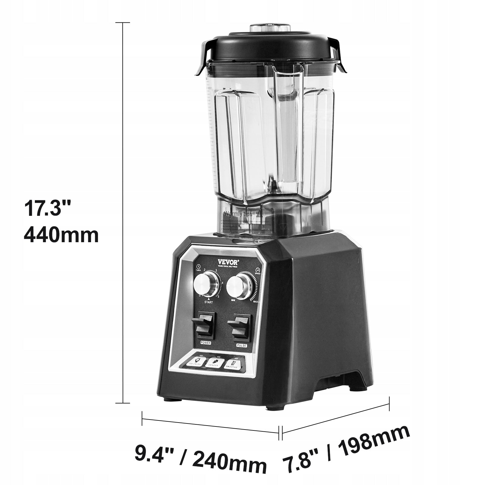 Professional Blender Commercial Countertop Blenders 68 oz Smoothies Shakes Brand Vevor