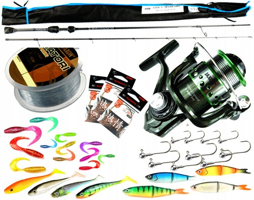 Professional Fishing Kit SPINNING jaxon FISHING ROD Grey reel Z37
