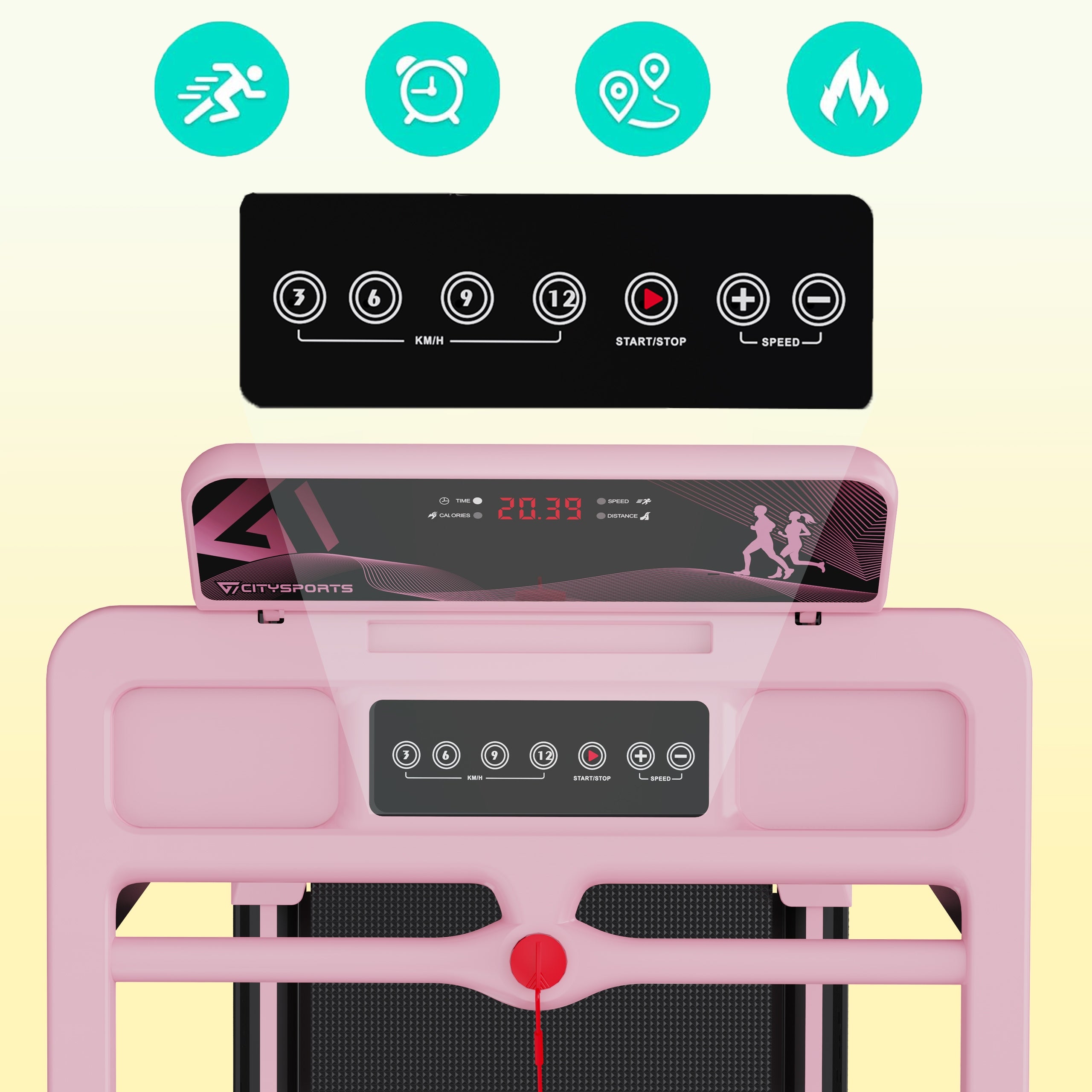 Professional Folding Treadmill Home Electric Exercise Pink Tilt 12KM App/BT Packaging status original