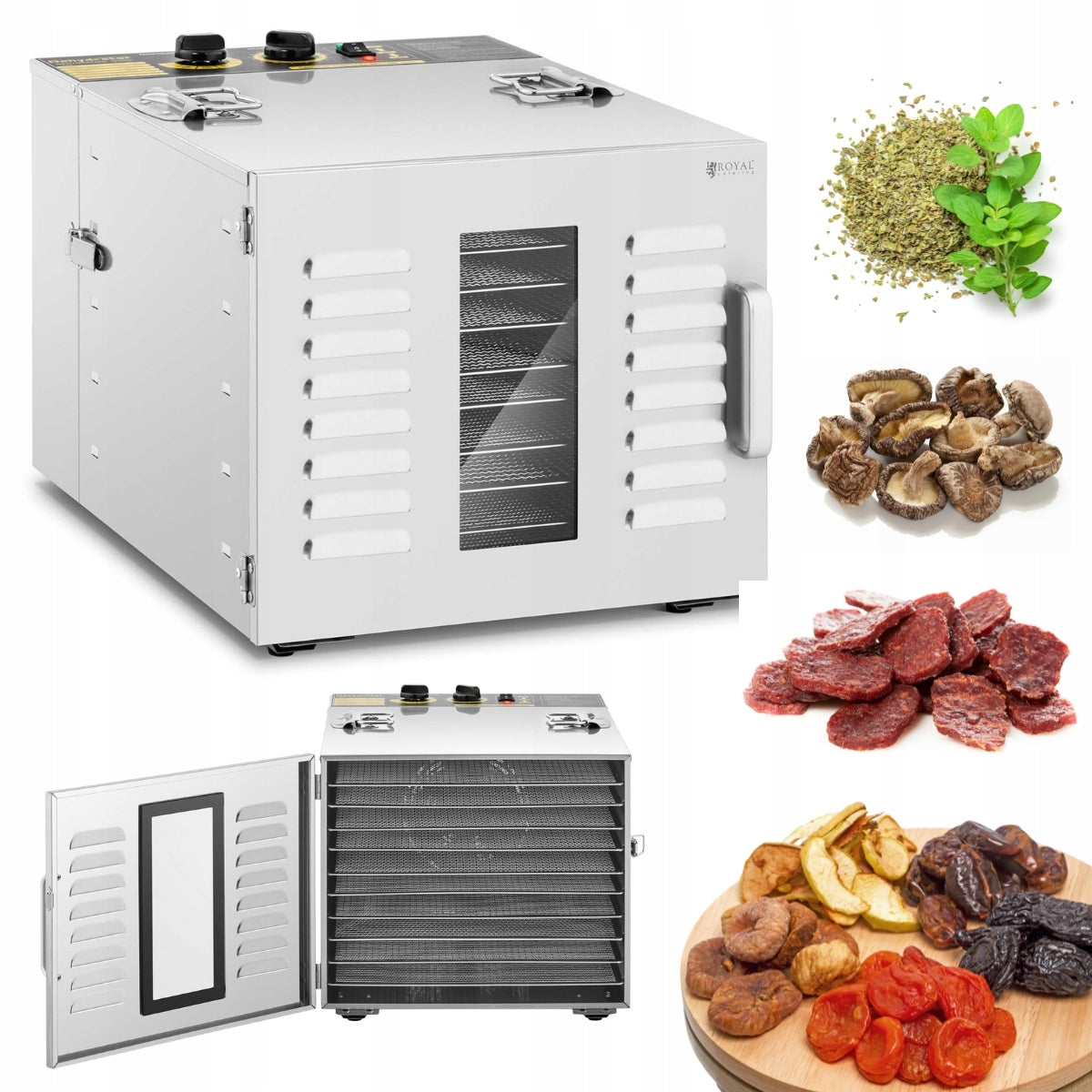 Professional Fruit Mushroom Dryer 1000W 10 Sit Royal Catering Packaging status original