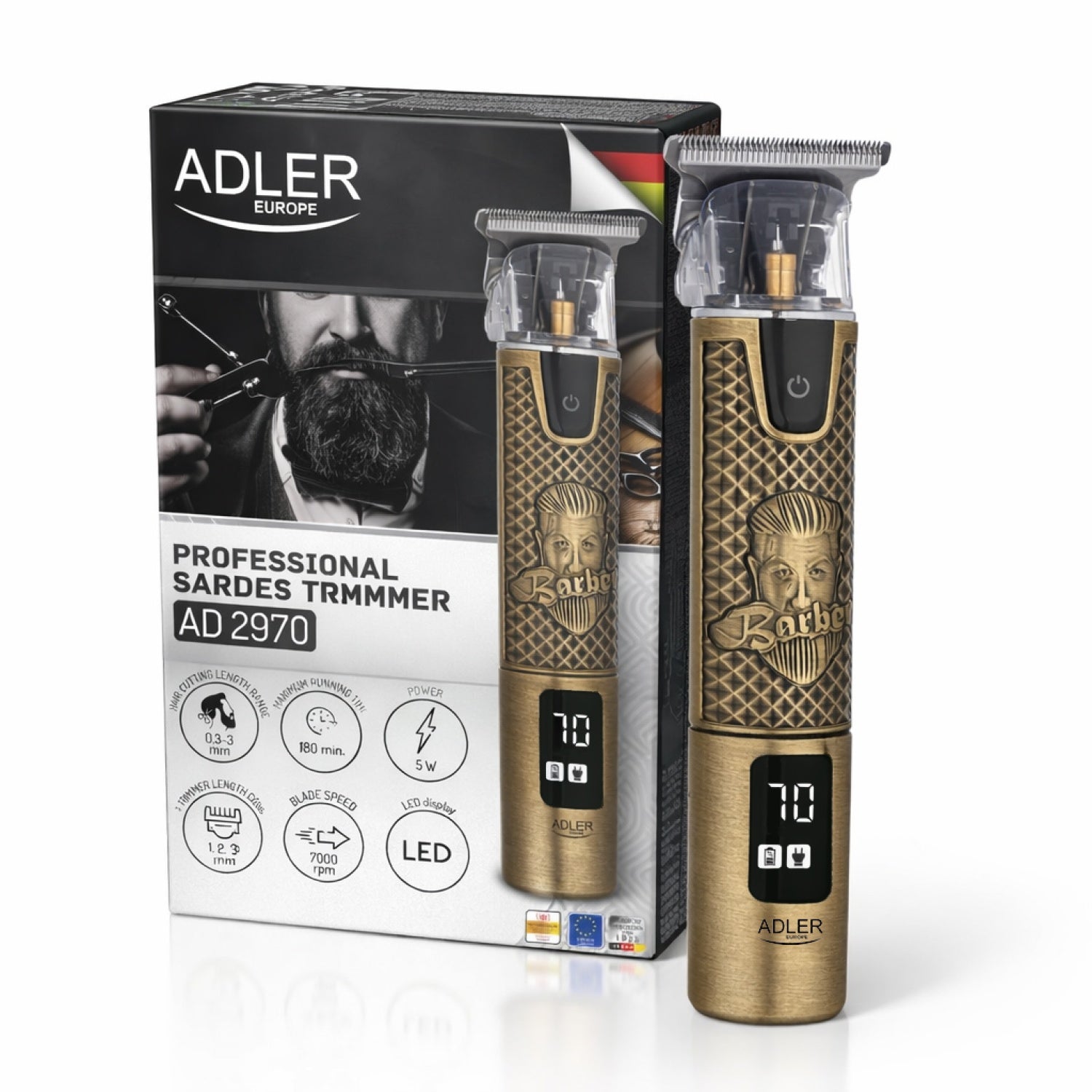 Professional Hair Trimmer and Beard Wireless Metal LED USB-C