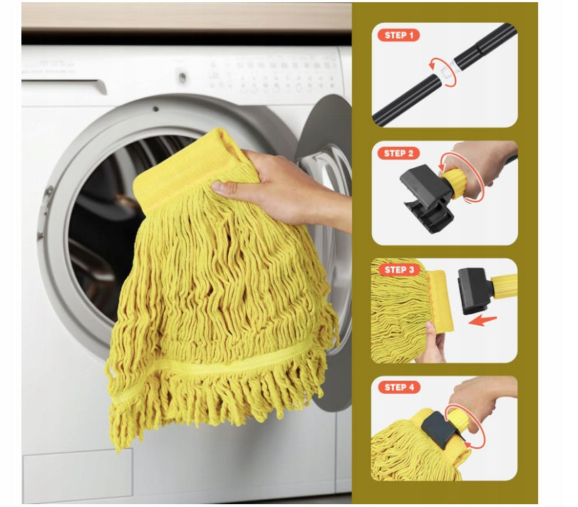 Professional Industrial Floor Mop with Long Handle 146 cm Yellow Brand no brand