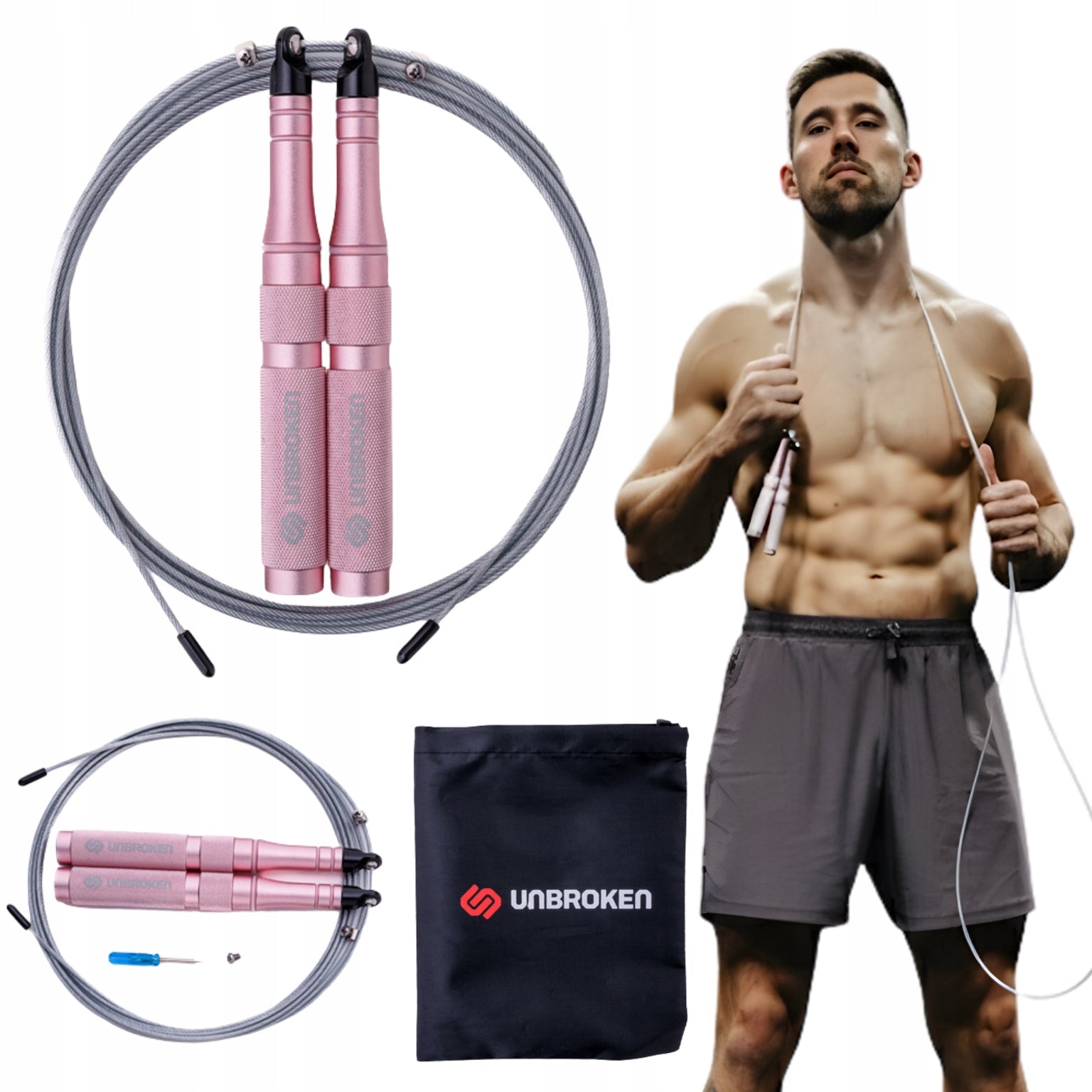 Professional Jump Rope Training Unbroken Speed Rope SR-PRO Pink 3.2m
