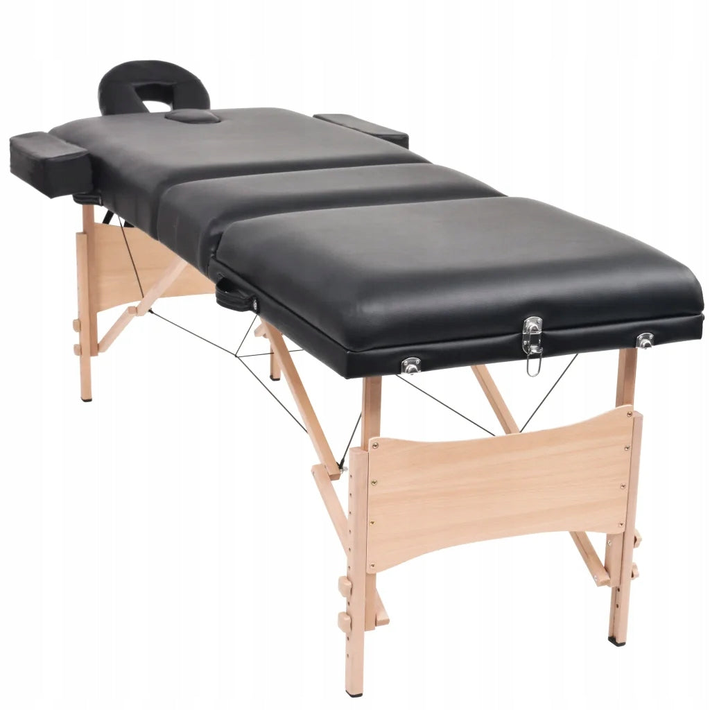Professional Massage Table Set - Black 221x90cm Brand no brand