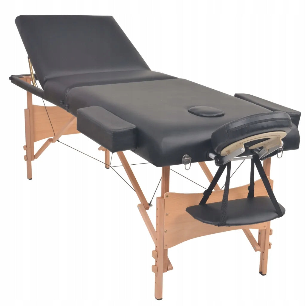 Professional Massage Table Set - Black 221x90cm Color black