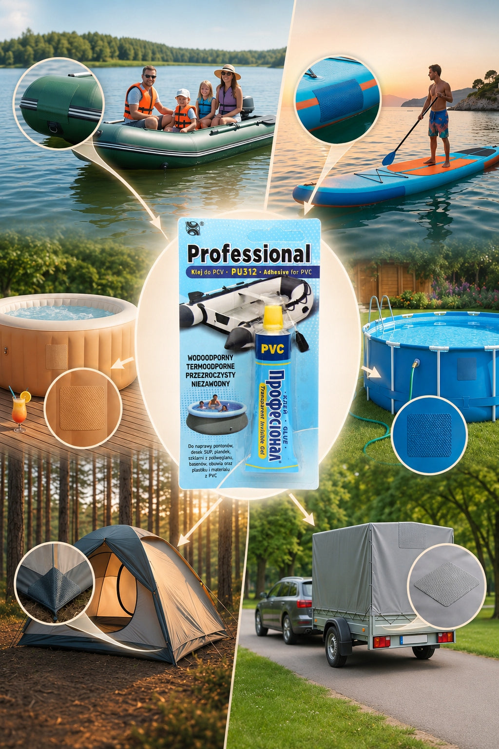 Professional PU-312 Adhesive for SWIMMING POOL PONTOON JACUZZI SUP Tarpaulin +2 LONG YEARS Manufacturer code 3331
