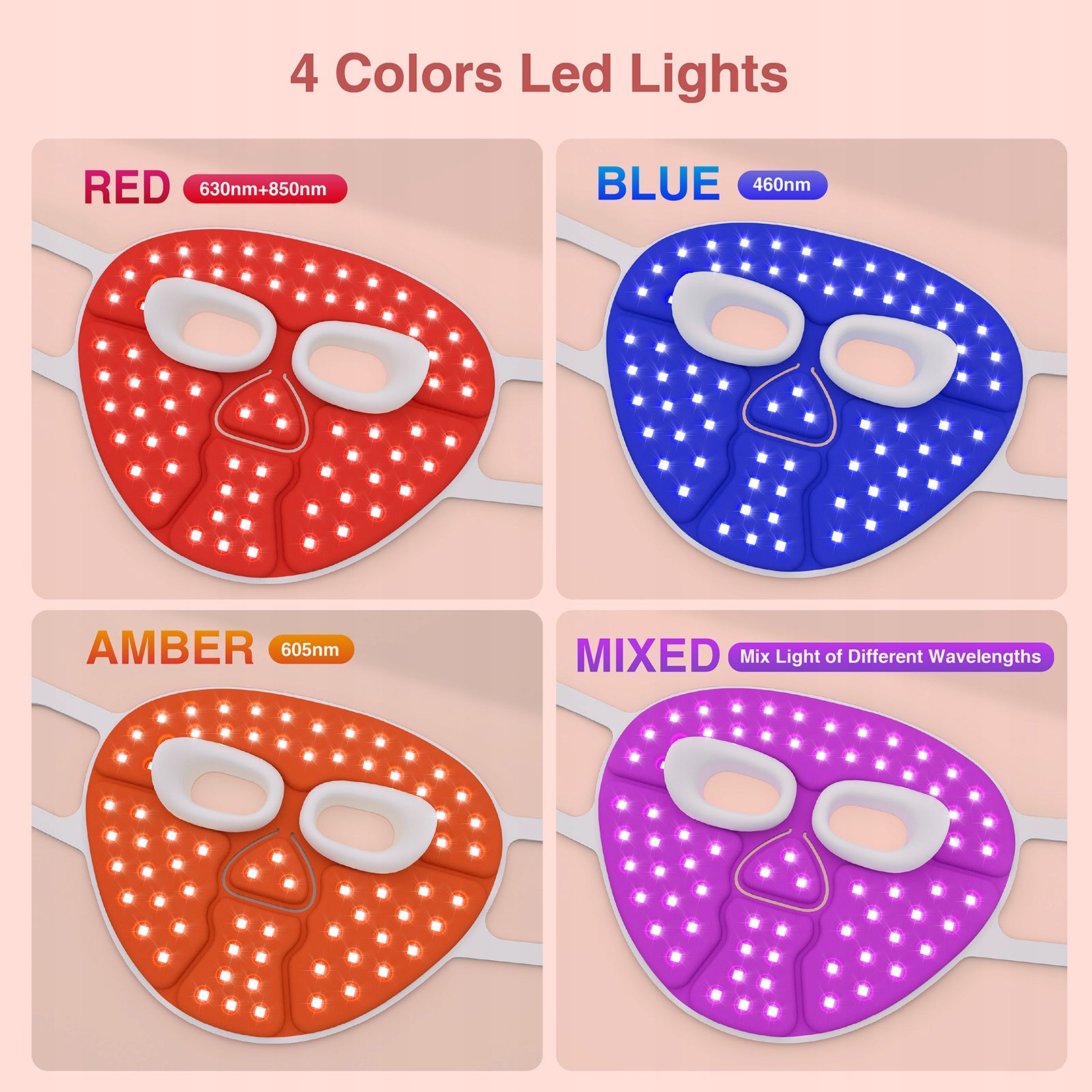 Professional Premium LED 4in1 Cosmetic Photon Face Mask Manufacturer code Maska fotonowa LED M500S