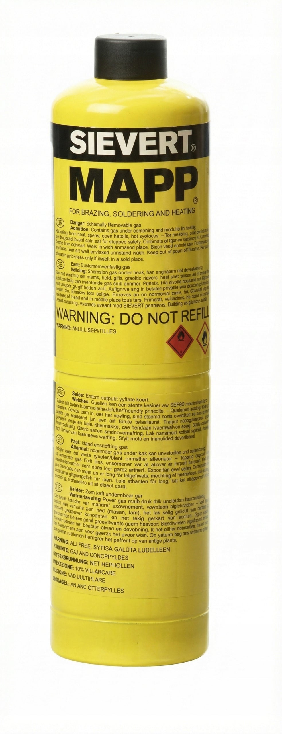 Professional gas MAPP Sievert PRO cylinder with thread 400g 1" soldering 2300°C