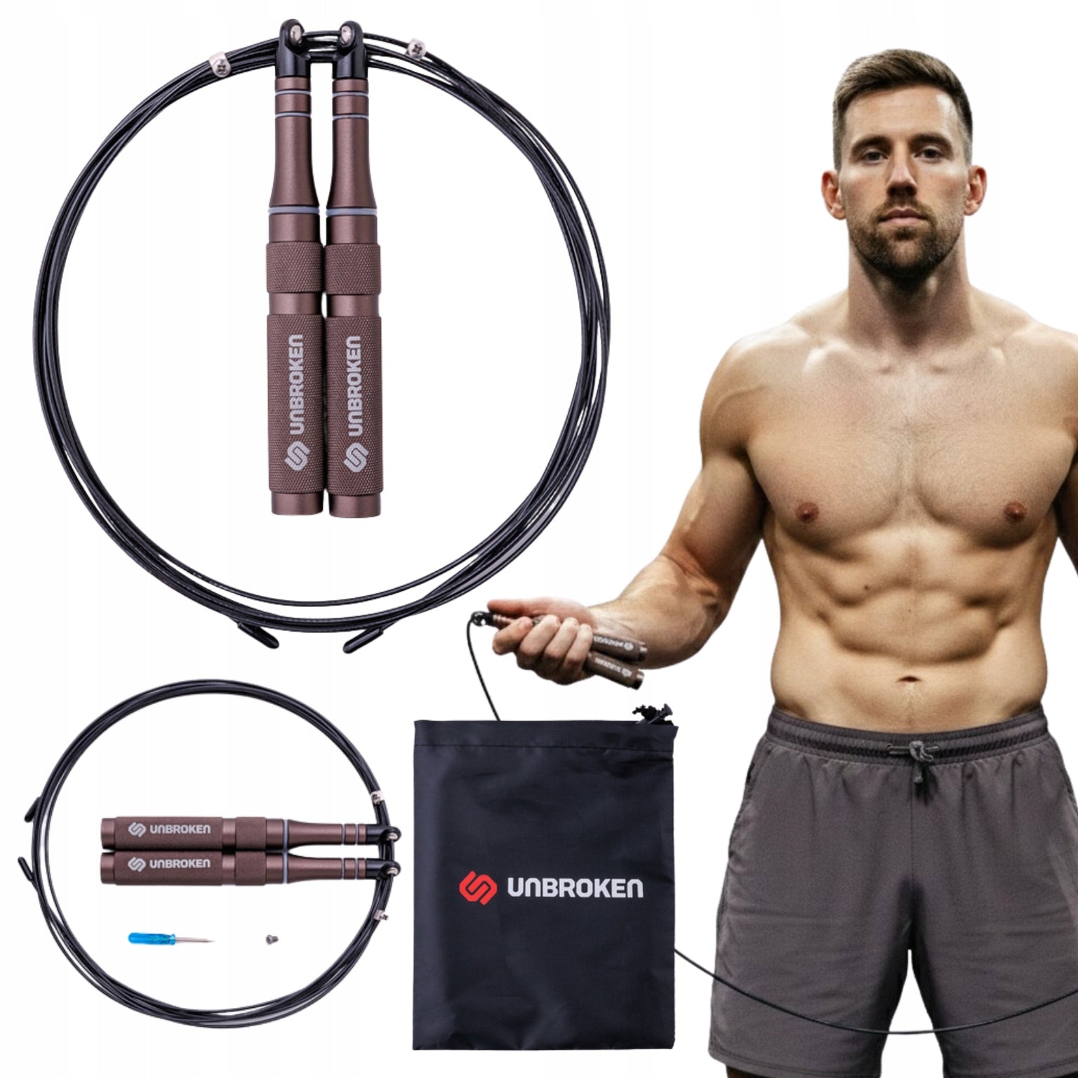 Professional training jump rope Unbroken Speed Rope SR-PRO Gunmetal 3.2m