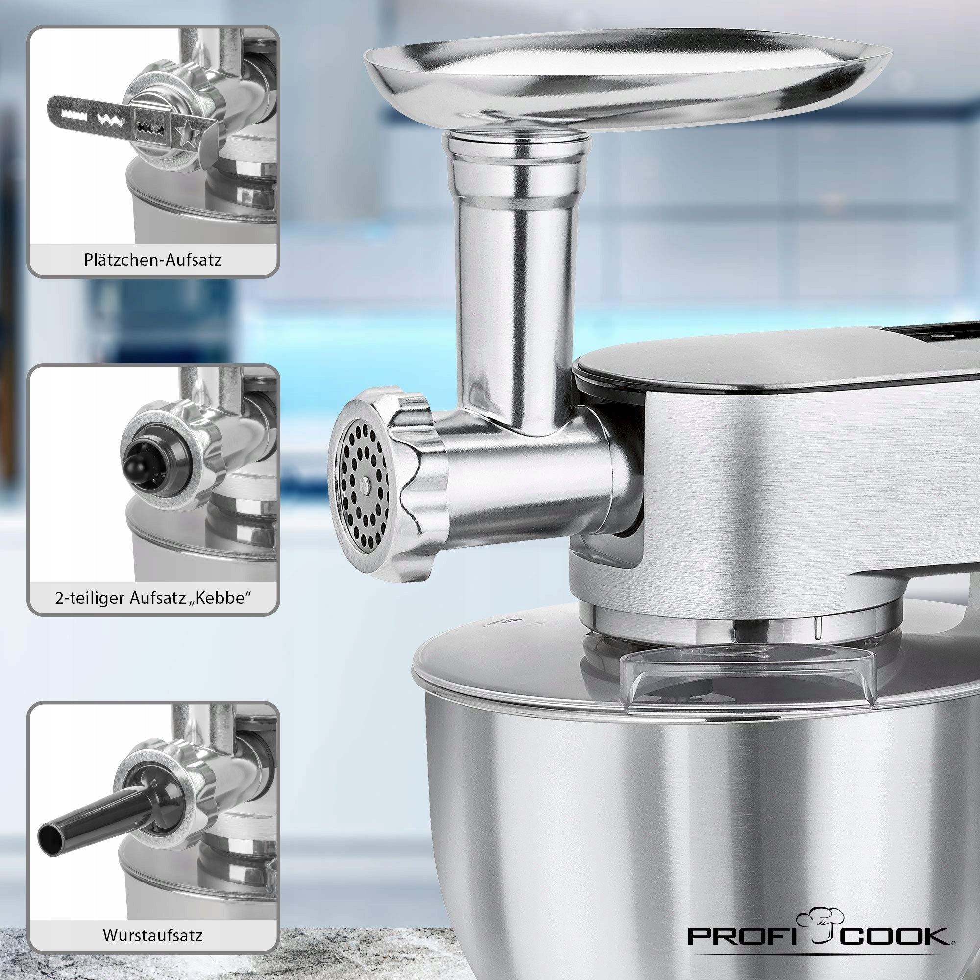 ProfiCook PC-KM 1189 kneader mixer machine 3in1 1500W silver Brand Profi Cook