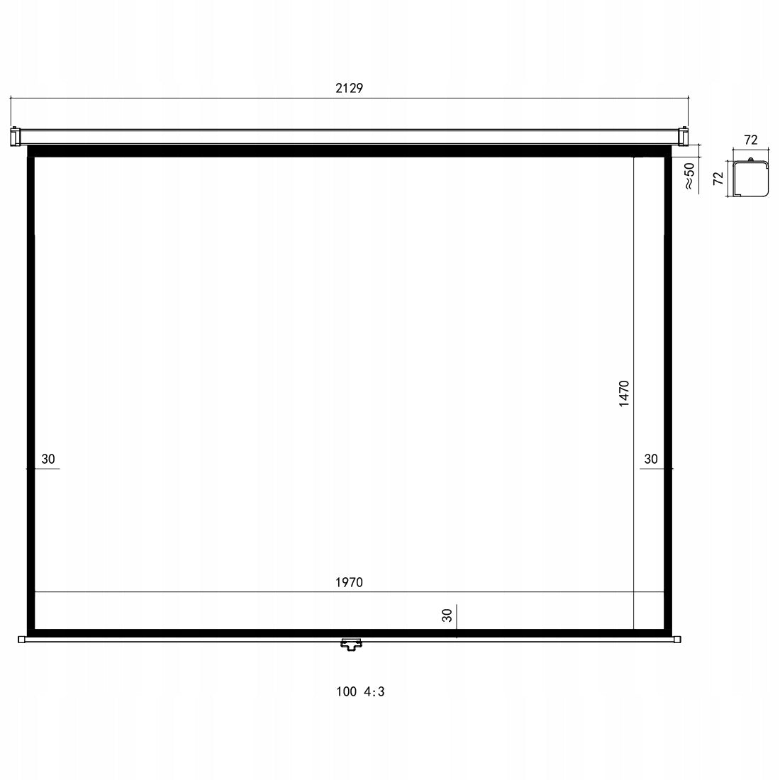 Projection Screen 4:3 Ceiling 100 Inch HD 4K MANUAL Retractable Spacetronik Manufacturer code PRS-M02-100-43