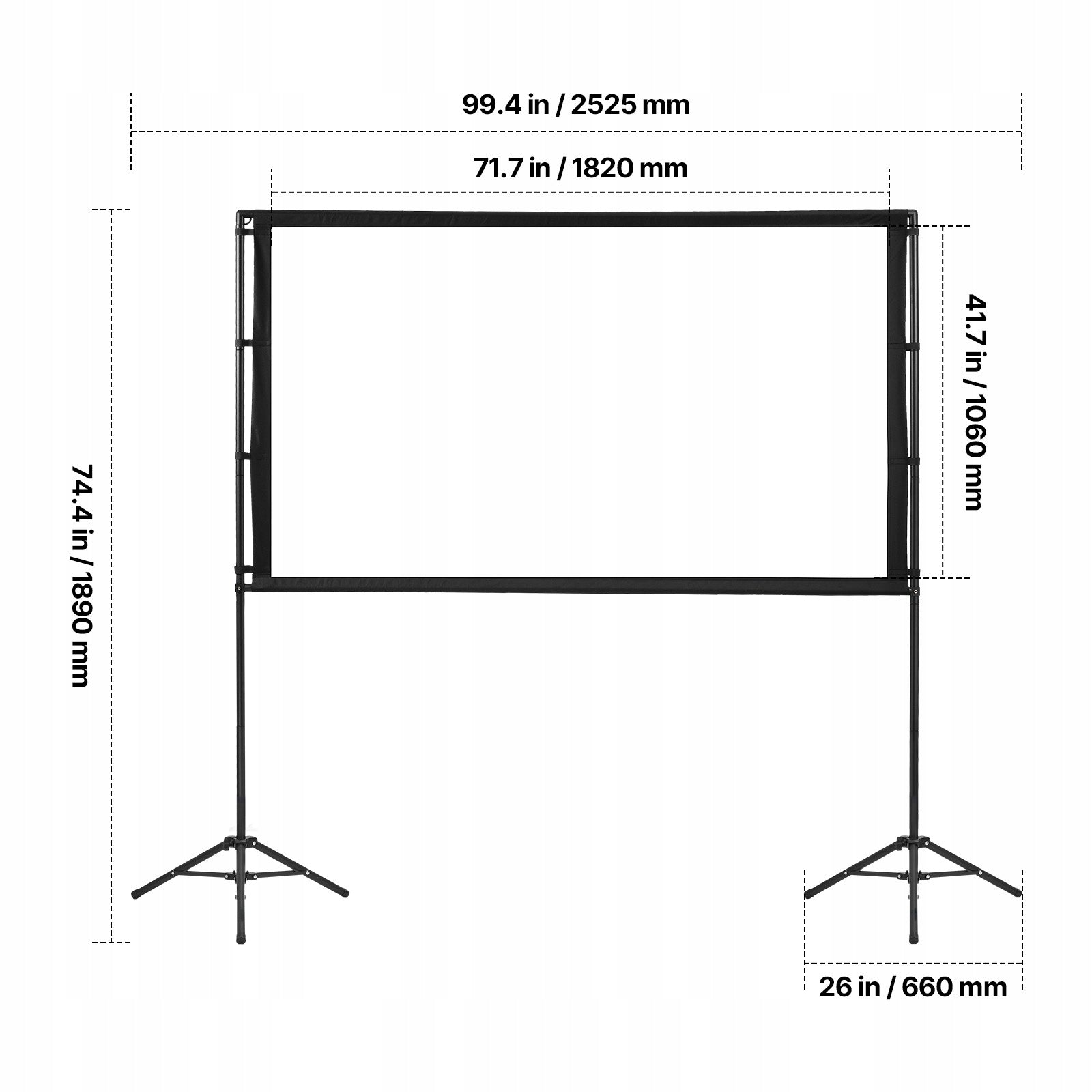 Projection Screen 84" Quick Assembly And Storage With Adjustable Stand Manufacturer code ZJSTYPMEKLJZ