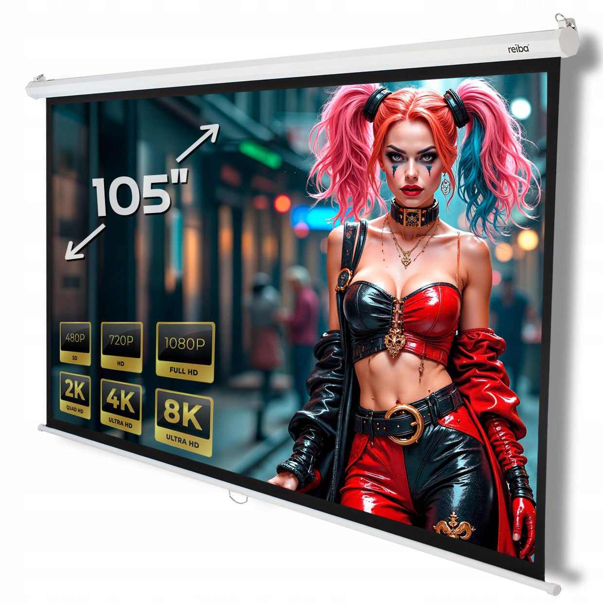 Projection screen 105 reiba Parker 16:9 semi-automatic wall-ceiling 220X150 Packaging status original