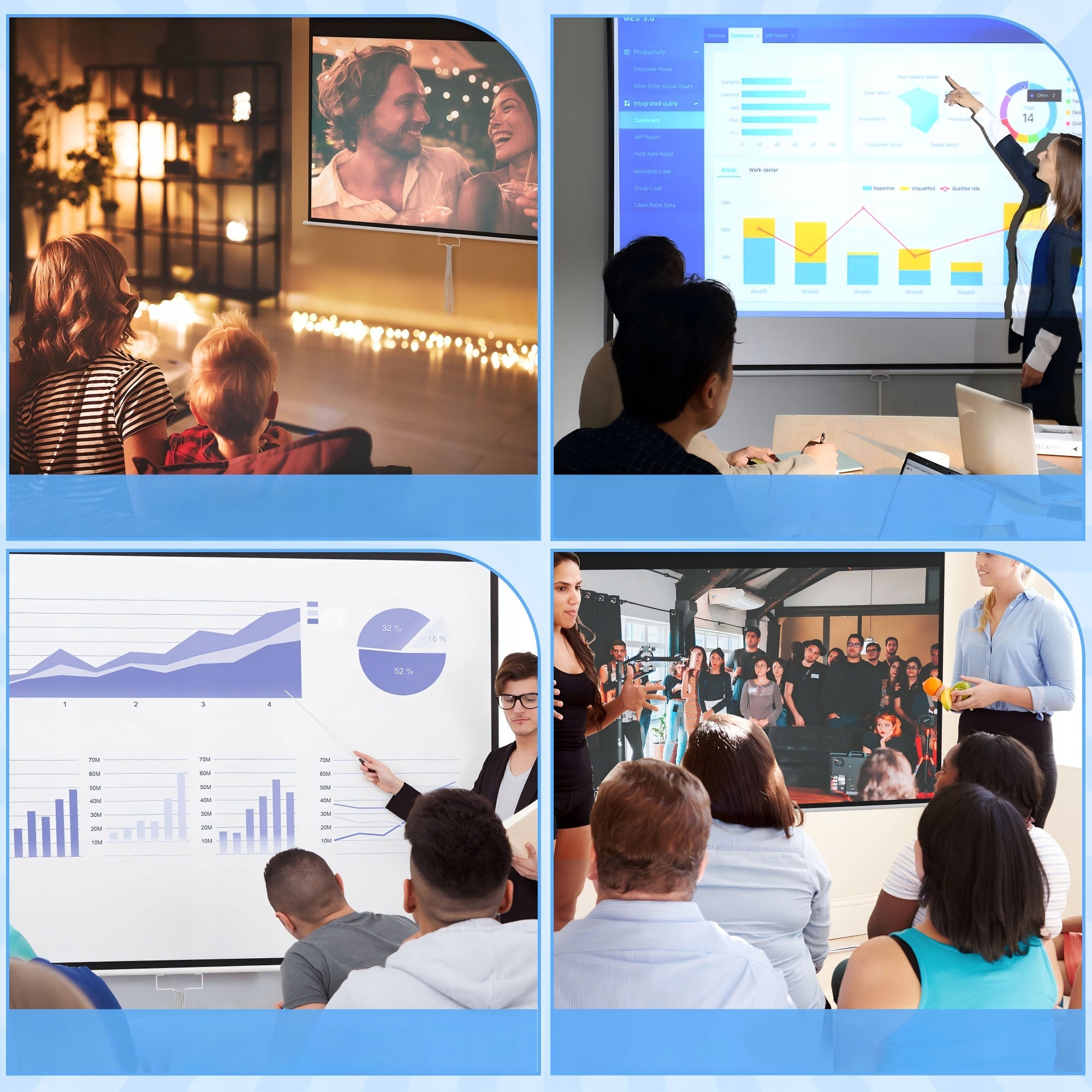 Projection screen 120 inches, 16:9 format, wall or ceiling mount, white Model Ekran projekcyjny 120 cali