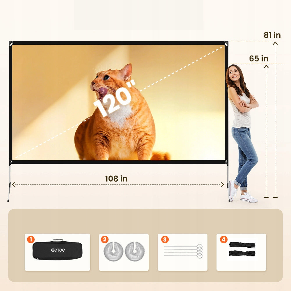 Projection screen 16:9 120inches 4K 1080PFHD 55 cm x 17 cm ETOE Packaging status original