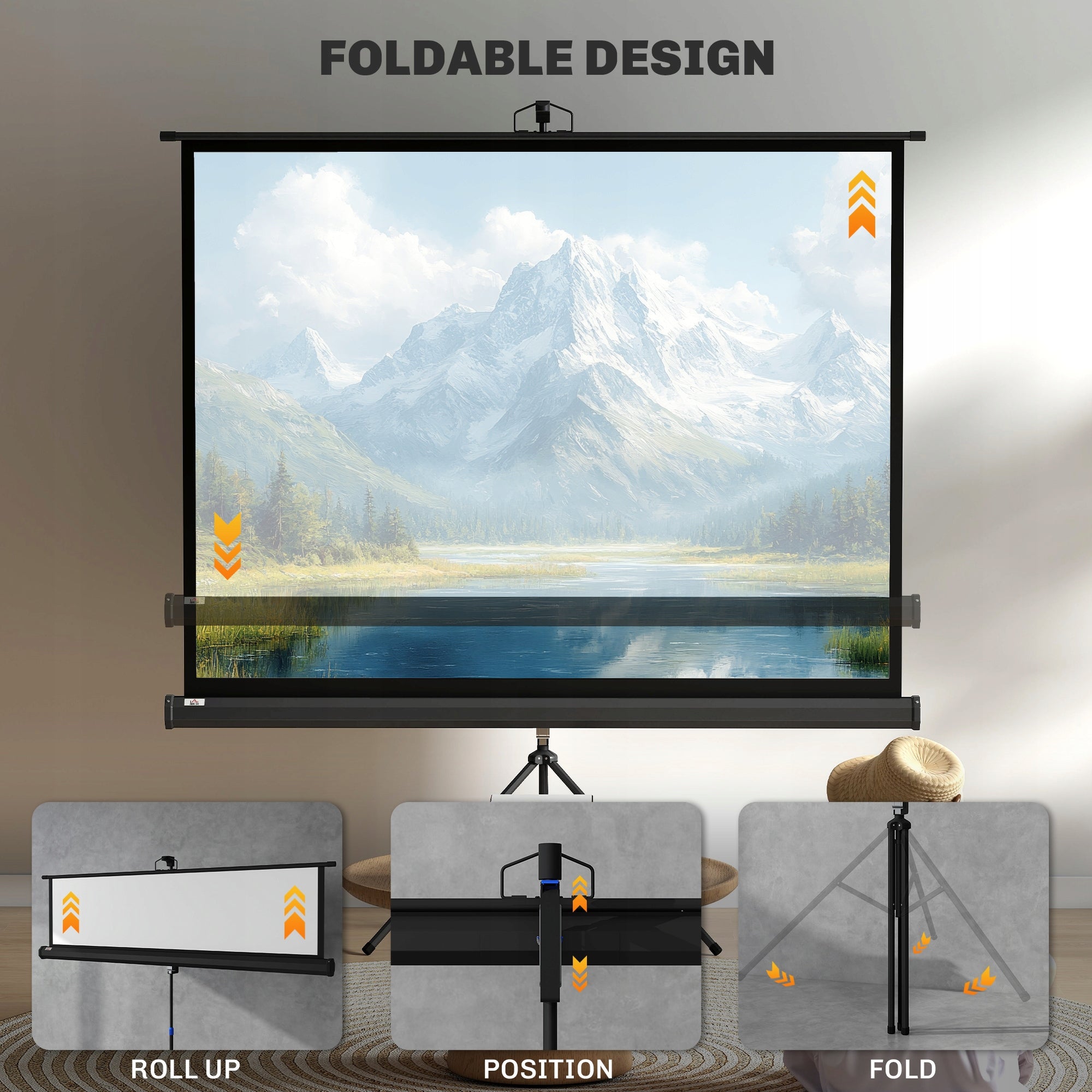 Projection screen 4:3 Homcom 001-007V00BK 171 cm x 131 cm Packaging status original