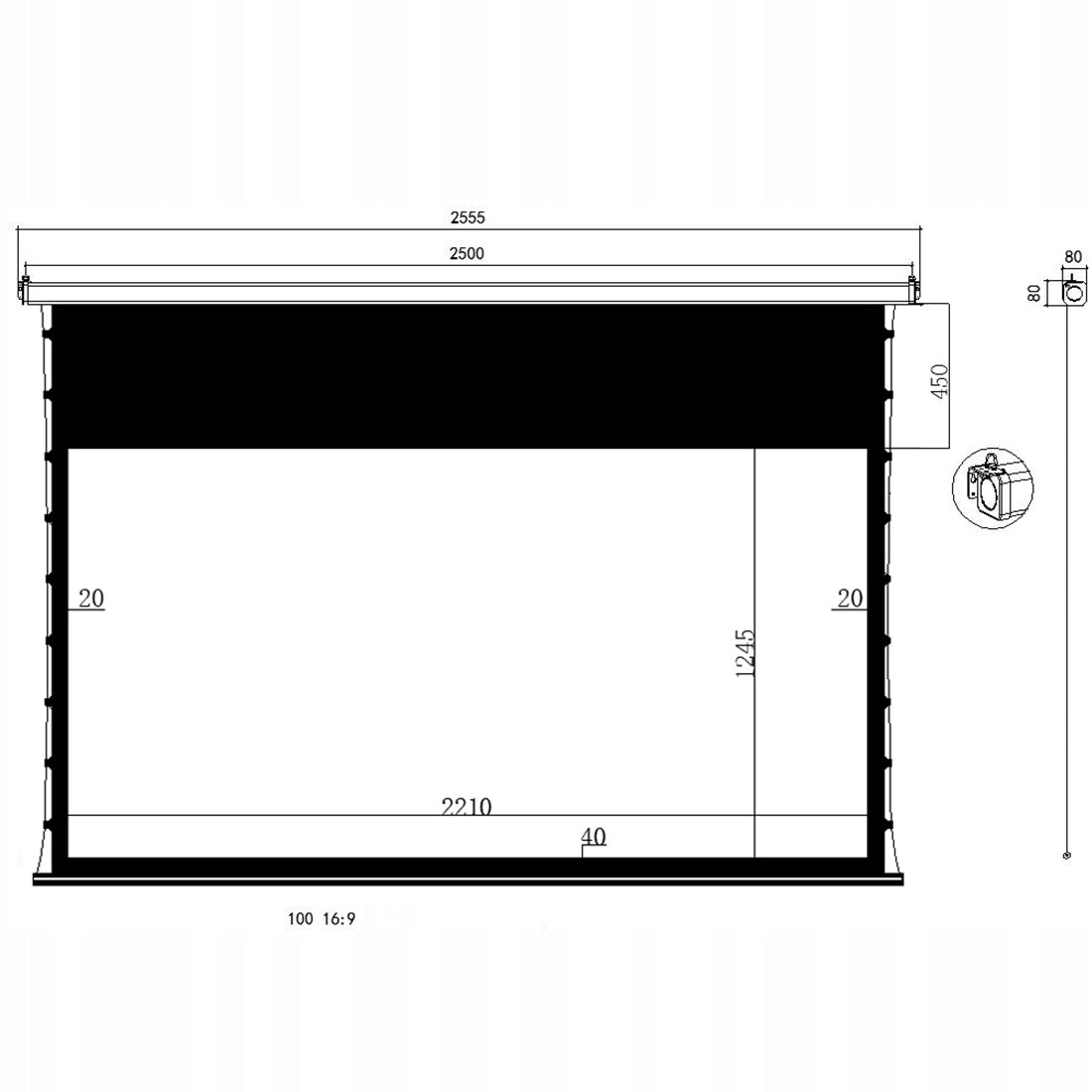 Projection screen Electric PREMIUM 100" Spacetronik FULL HD 4K +PILOT Packaging status original